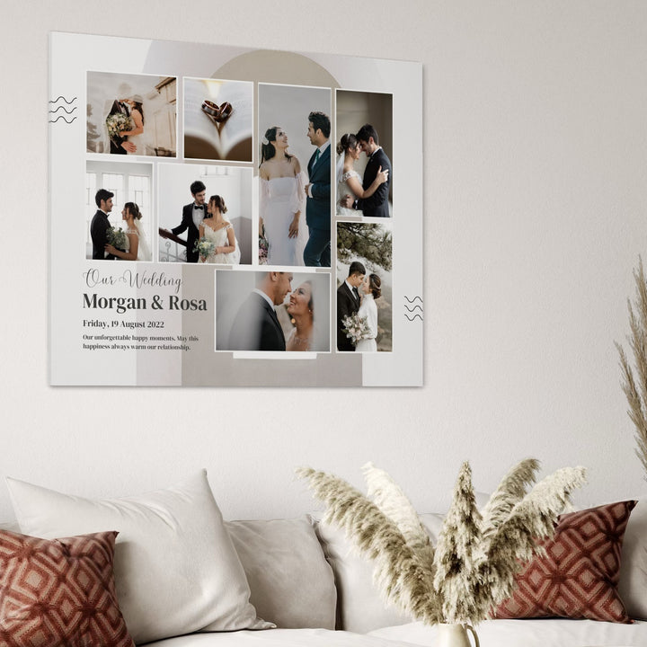 Personalisierte Leinwandtafel mit 8 Hochzeitsbildern "Unsere Hochzeit", PS210
