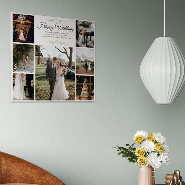 Personalisierte Leinwandtafel mit 7 Hochzeitsbildern "Happy Wedding", PS212