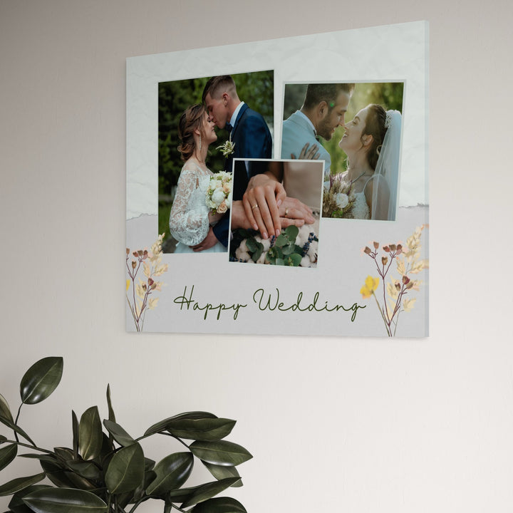 Tablou Canvas Personalizat cu 3 Poze Pentru Nunta "Happy Wedding", PS215