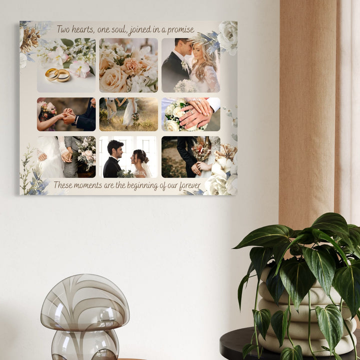 Tablou Canvas Personalizat cu 9 Poze Pentru Nunta "Two Hearts", PS216