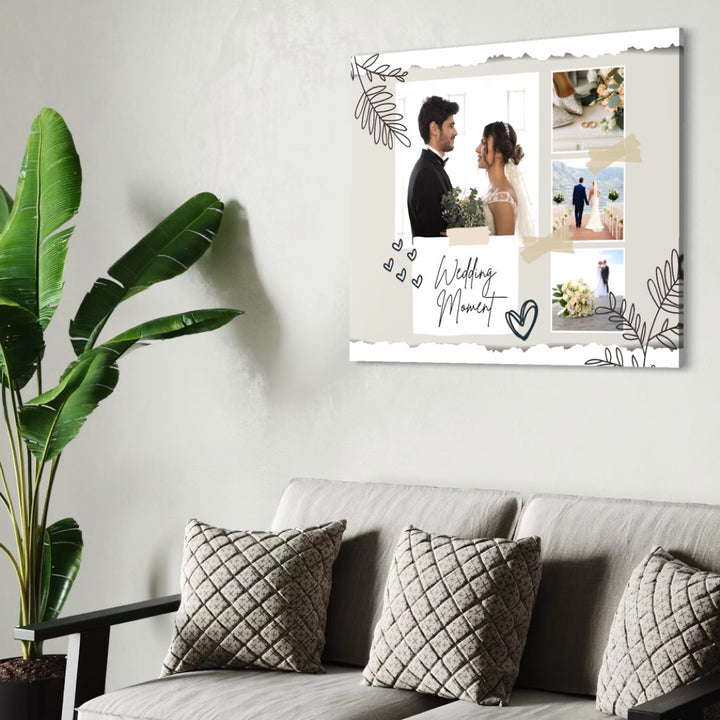 Tablou Canvas Personalizat cu 4 Poze Pentru Nunta  "Wedding Moment", PS218