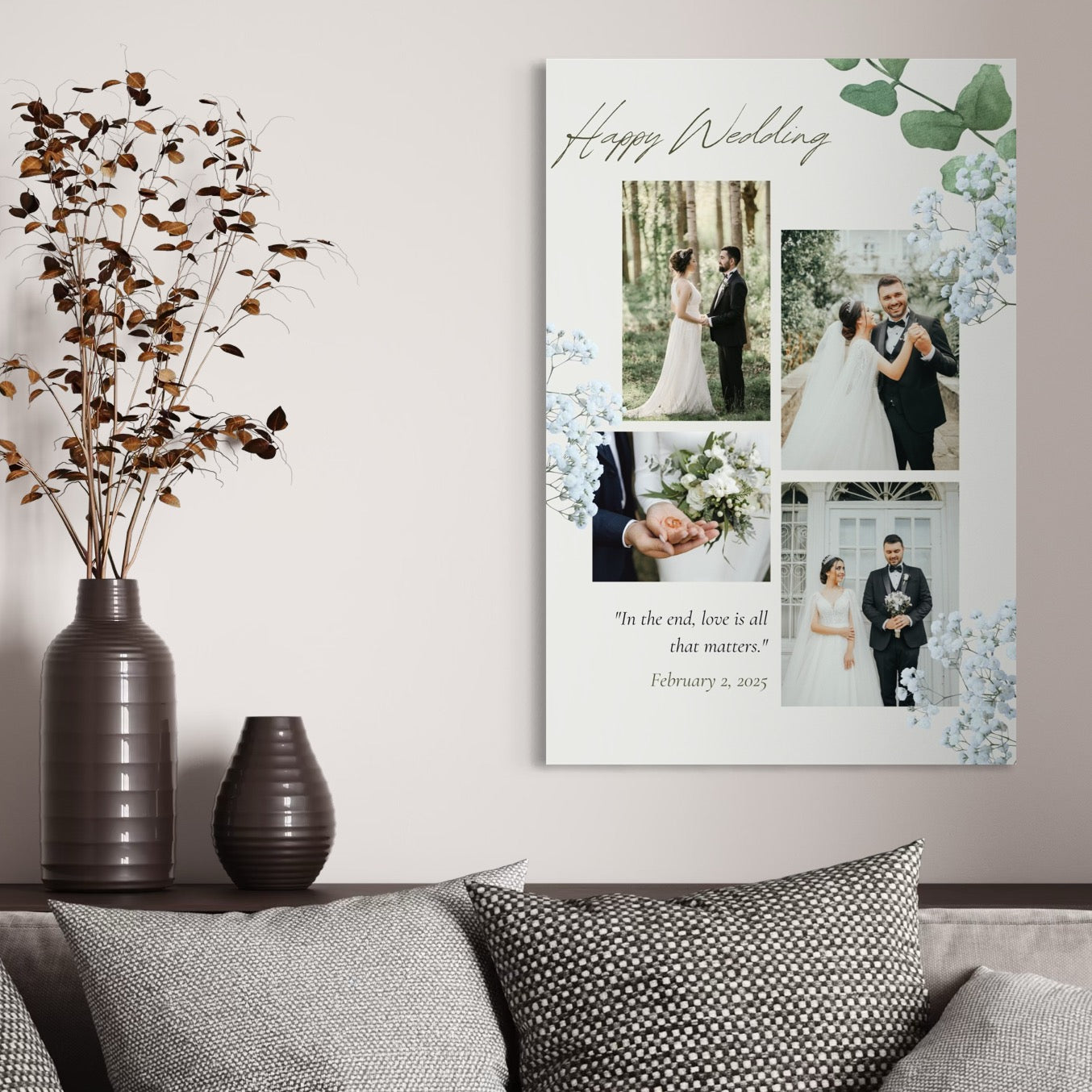 Tablou Canvas Personalizat cu 4 Poze Pentru Nunta 