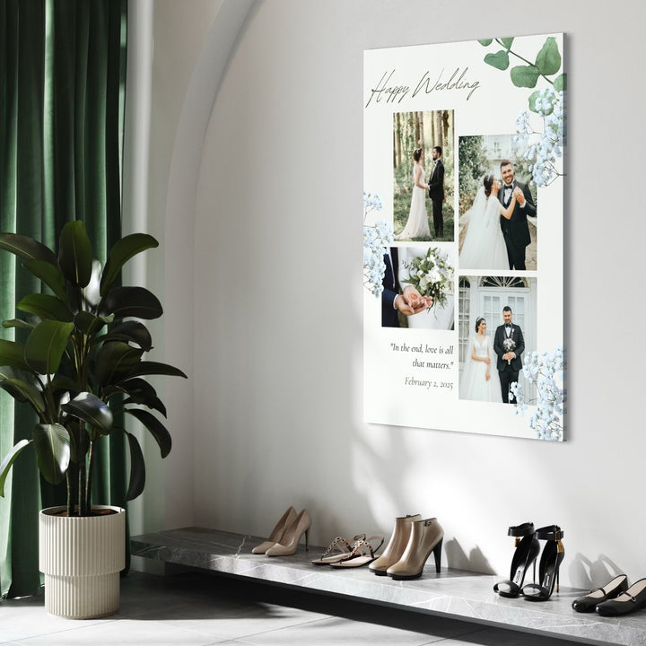 Tablou Canvas Personalizat cu 4 Poze Pentru Nunta "Happy Wedding", PS219