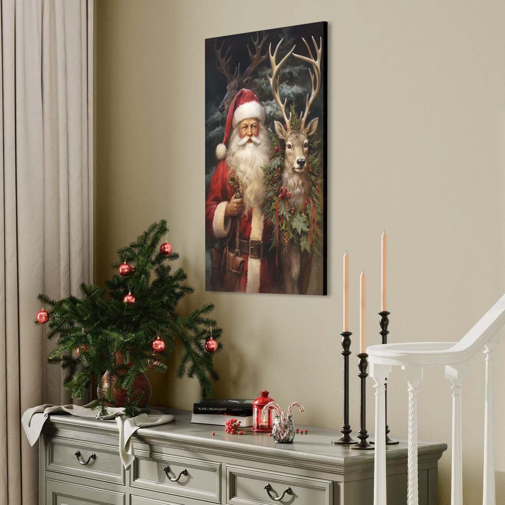 Tablou Canvas Premium, LuxCanva® D1123, Mosul si Regele Padurii, Cerb, Prietenie, Padure, Fermecat, Noblete, Ren, Calatorie, Craciun, Ajun, Speranta, Pace, Living, Dormitor