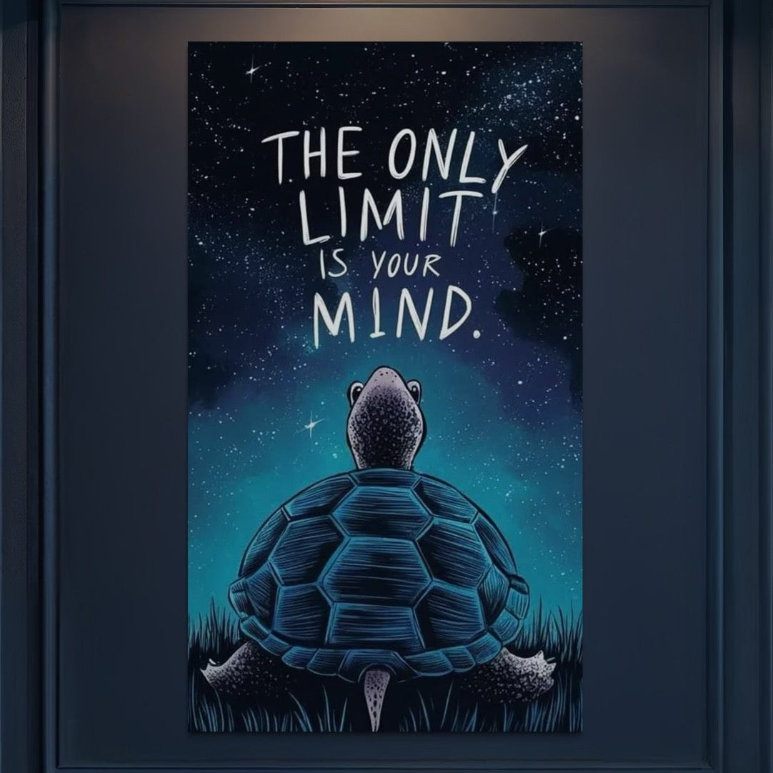 Tablou Canvas Premium, LuxCanva® Q1001, Curajul De a Crede, Limita, Testoasa, Cer, Instelat, Gandire, Motivatie, Curaj, Cosmos, Rabdare, Potential, Minte, Pozitiv, Credinta, Birou, Dormitor