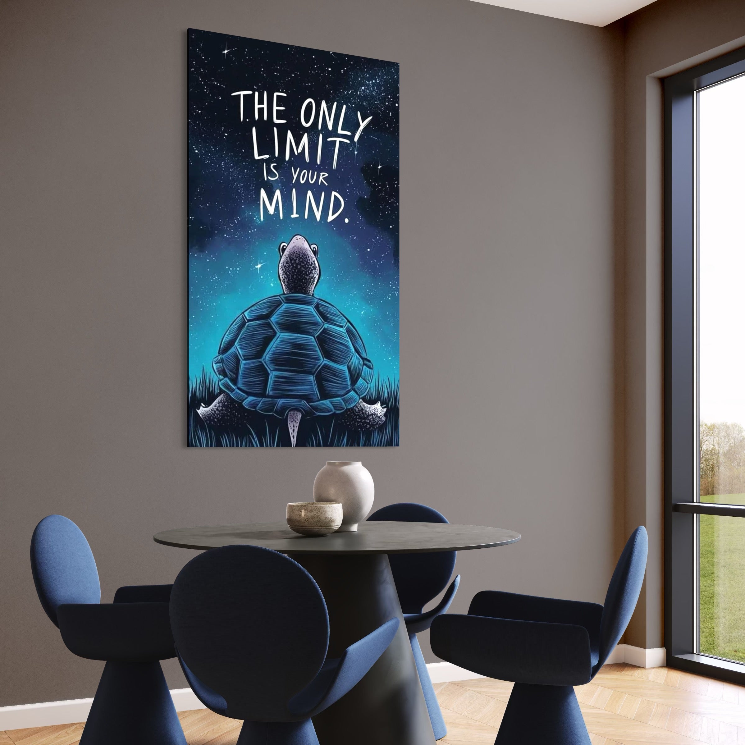 Tablou Canvas Premium, LuxCanva® Q1001, Curajul De a Crede, Limita, Testoasa, Cer, Instelat, Gandire, Motivatie, Curaj, Cosmos, Rabdare, Potential, Minte, Pozitiv, Credinta, Birou, Dormitor