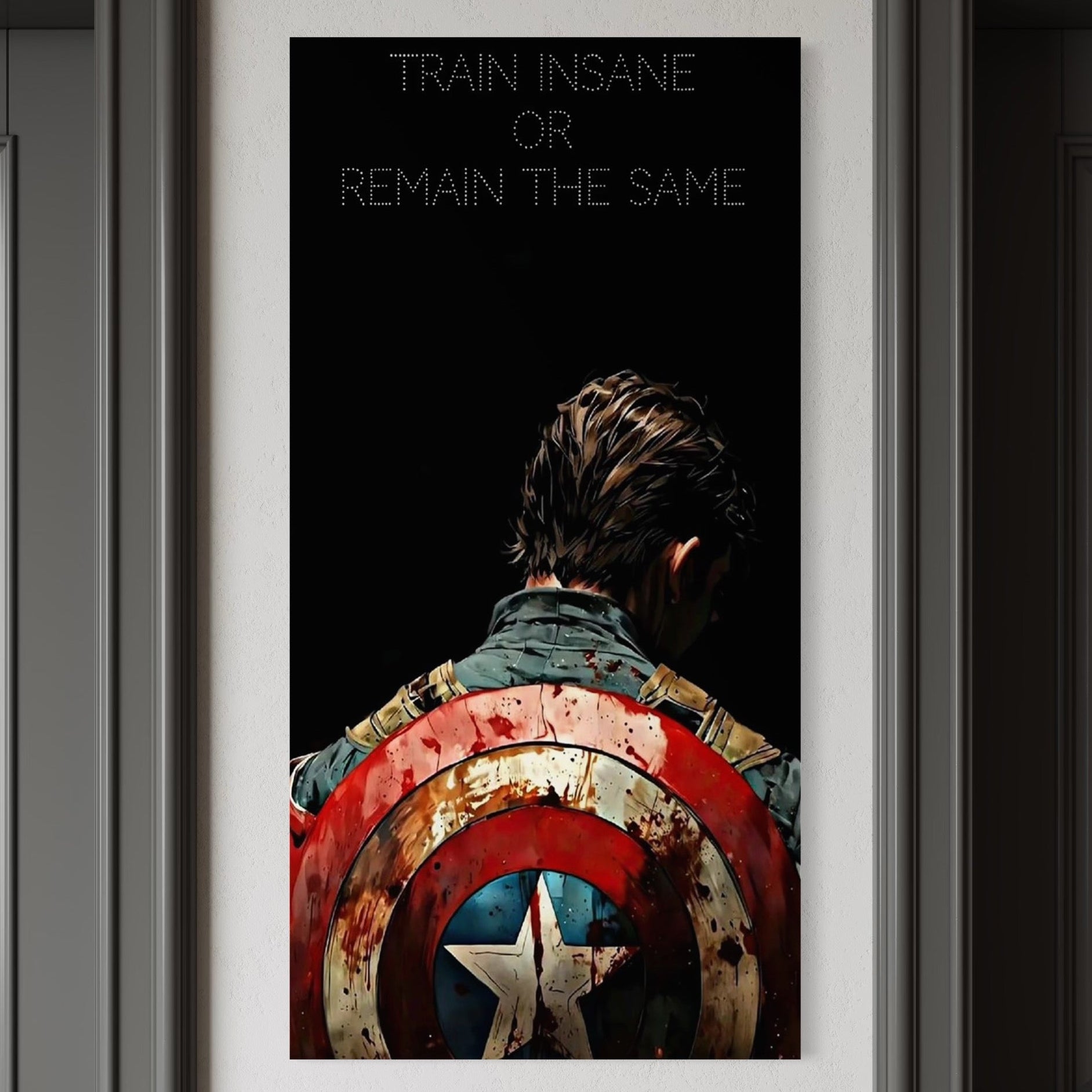 Tablou Canvas Premium, LuxCanva® Q1003, Puterea de a nu Renunta, Evolutie, Sacrificiu, Efort, Alegere, Luptator, Mentalitate, Razboinic, Drum, Erou, Scut, Stea, Masculin, Birou, Dormitor