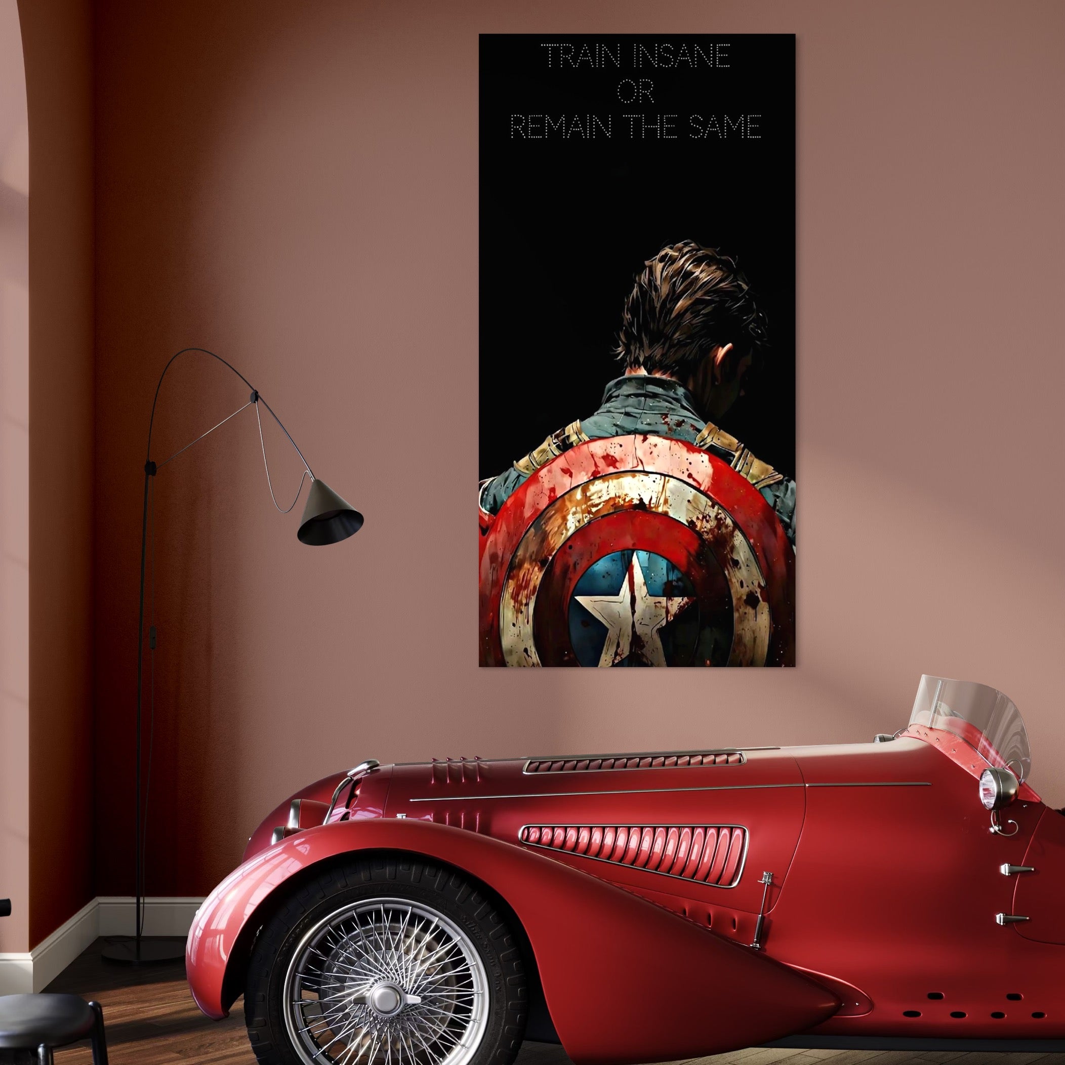 Tablou Canvas Premium, LuxCanva® Q1003, Puterea de a nu Renunta, Evolutie, Sacrificiu, Efort, Alegere, Luptator, Mentalitate, Razboinic, Drum, Erou, Scut, Stea, Masculin, Birou, Dormitor