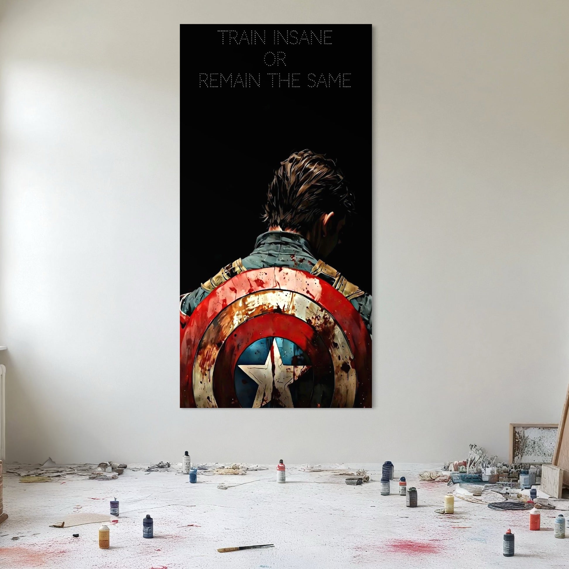 Tablou Canvas Premium, LuxCanva® Q1003, Puterea de a nu Renunta, Evolutie, Sacrificiu, Efort, Alegere, Luptator, Mentalitate, Razboinic, Drum, Erou, Scut, Stea, Masculin, Birou, Dormitor