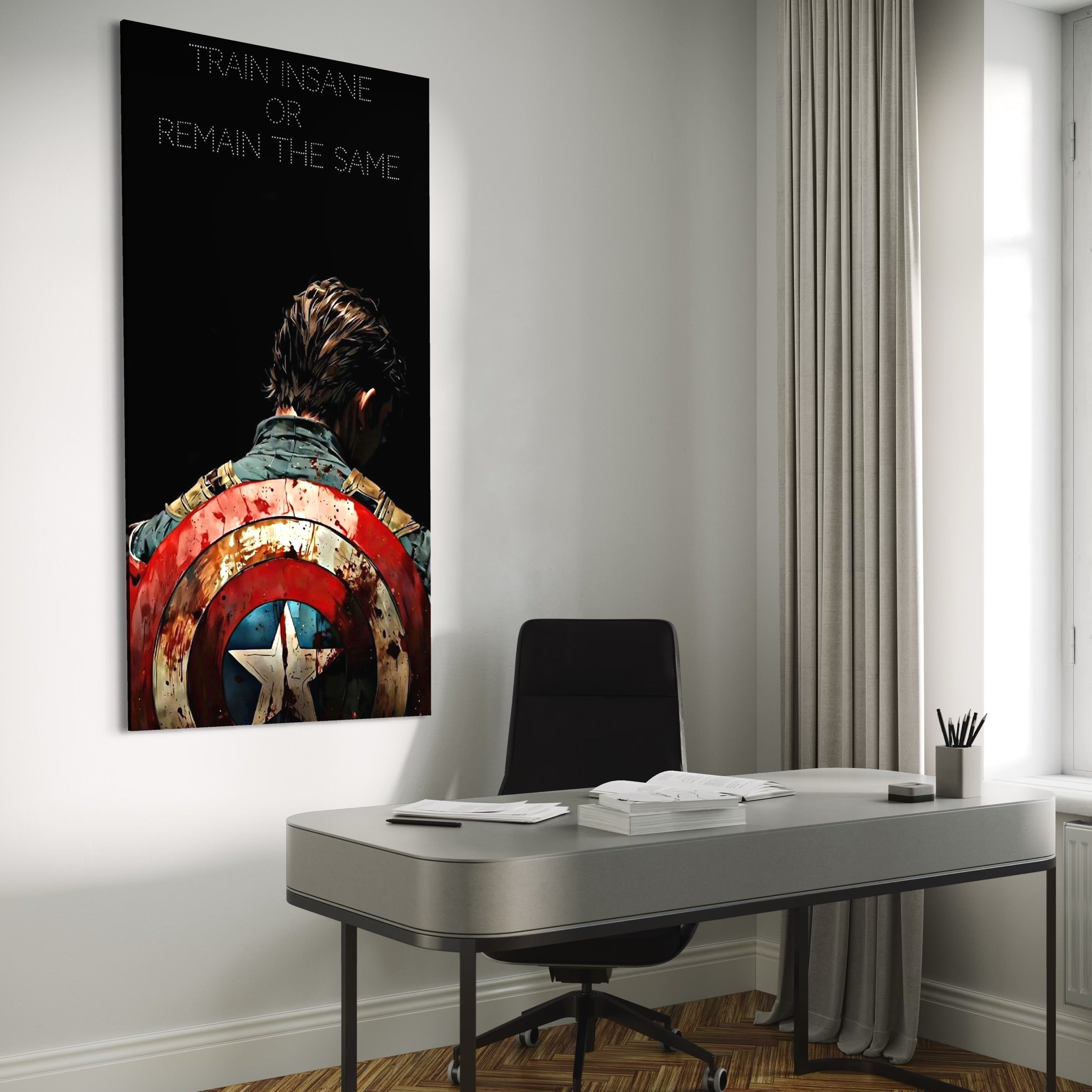 Tablou Canvas Premium, LuxCanva® Q1003, Puterea de a nu Renunta, Evolutie, Sacrificiu, Efort, Alegere, Luptator, Mentalitate, Razboinic, Drum, Erou, Scut, Stea, Masculin, Birou, Dormitor