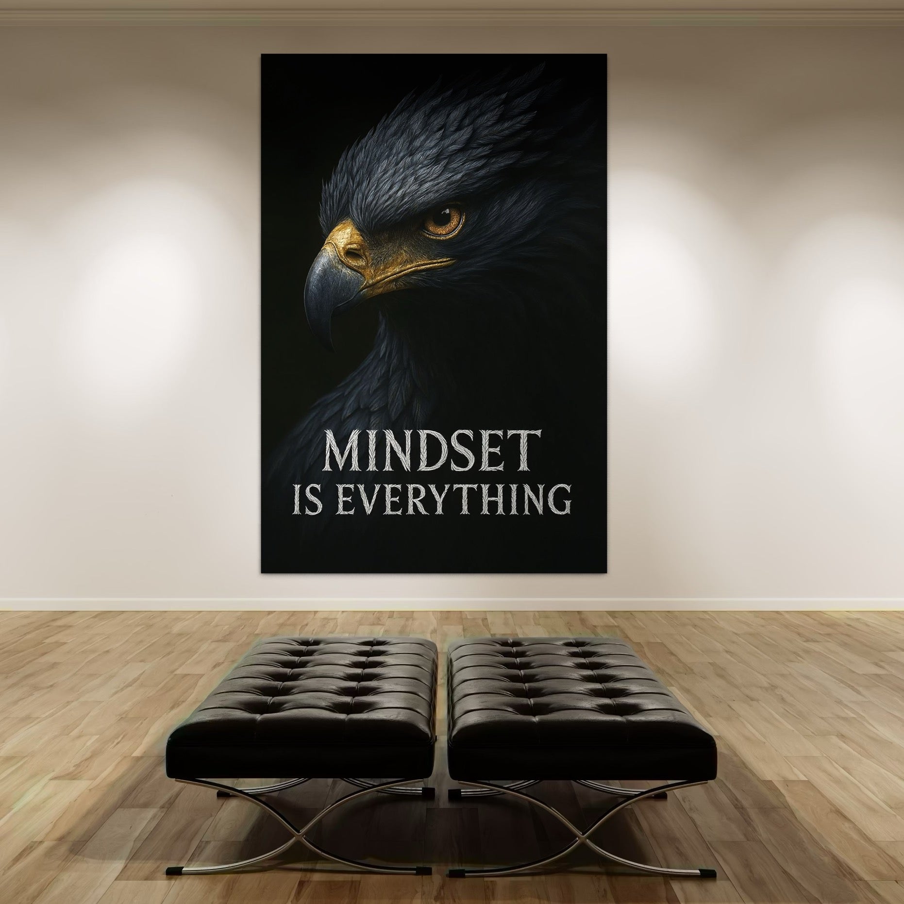 Tablou Canvas Premium, LuxCanva® Q1007, Puterea Gandului, Mentalitate, Vultur, Claritate, Gand, Lider, Succes, Libertate, Inteligenta, Privire, Pene, Antreprenoriat, Pasare, Padure, Birou, Dormitor