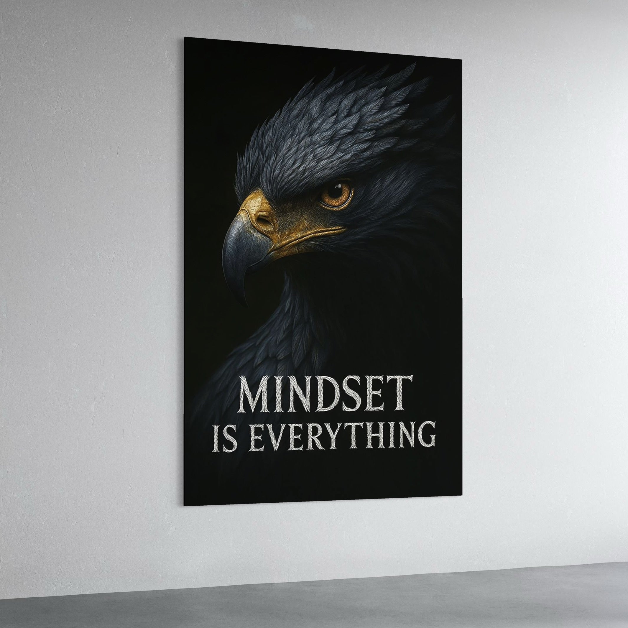 Tablou Canvas Premium, LuxCanva® Q1007, Puterea Gandului, Mentalitate, Vultur, Claritate, Gand, Lider, Succes, Libertate, Inteligenta, Privire, Pene, Antreprenoriat, Pasare, Padure, Birou, Dormitor