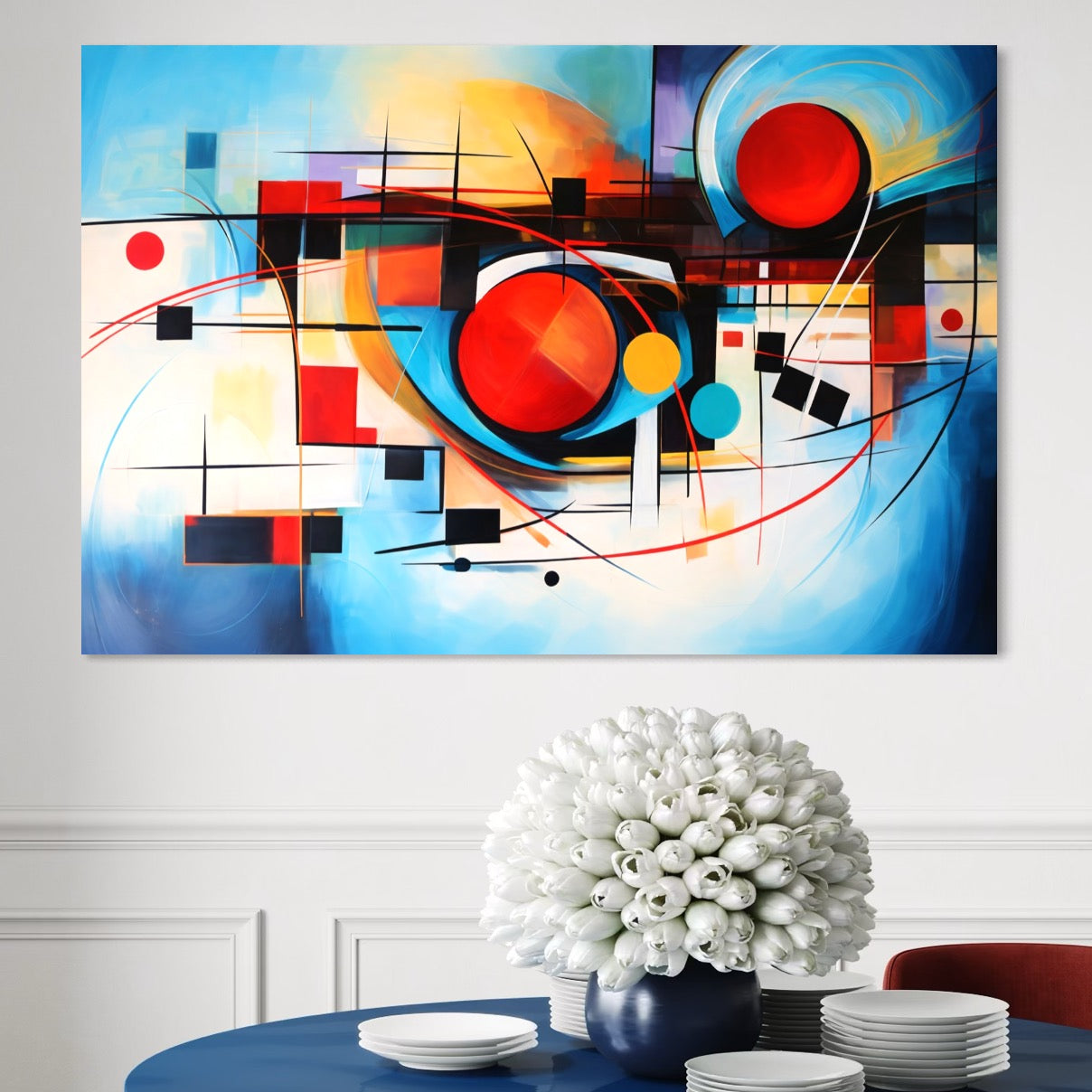 Tablou Canvas Premium, LuxCanva® C1268, Orbita gandurilor, Geometrie, Culori, Miscare, Ritm, Urban, Axa, Energie, Spatiu, Univers, Ordine, Haos, Cromatica, Abstarct