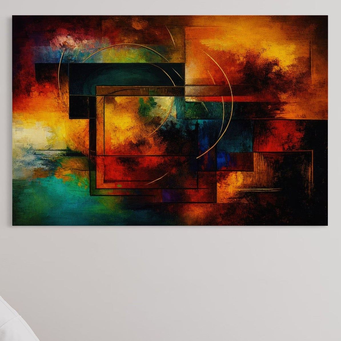 Tablou Canvas Premium, LuxCanva® C1271, Cercul focului, Geometrie, Culori, Cromatic, Joc, Univers, Emotie, Tensiune, Caldura, Flux, Transformare, Metamorfoza, Dorinta, Birou, Living, Dormitor