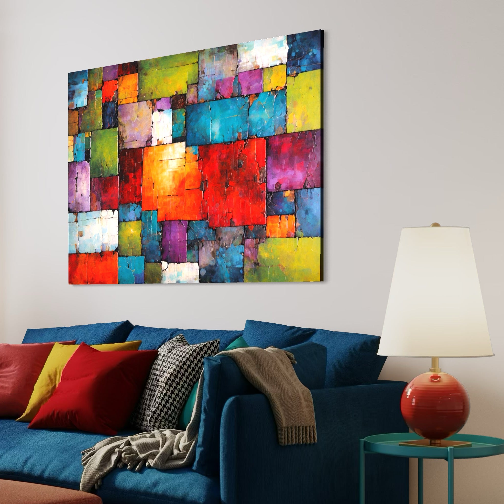 Tablou Canvas Premium, LuxCanva® C1272, Arhitectura sentimentelor, Geometrie, Culori, Mozaic, Emotii, Textura, Stratificat, Modern, Echilibru, Impact, Vizual, Dreptunghi, Birou, Living, Dormitor