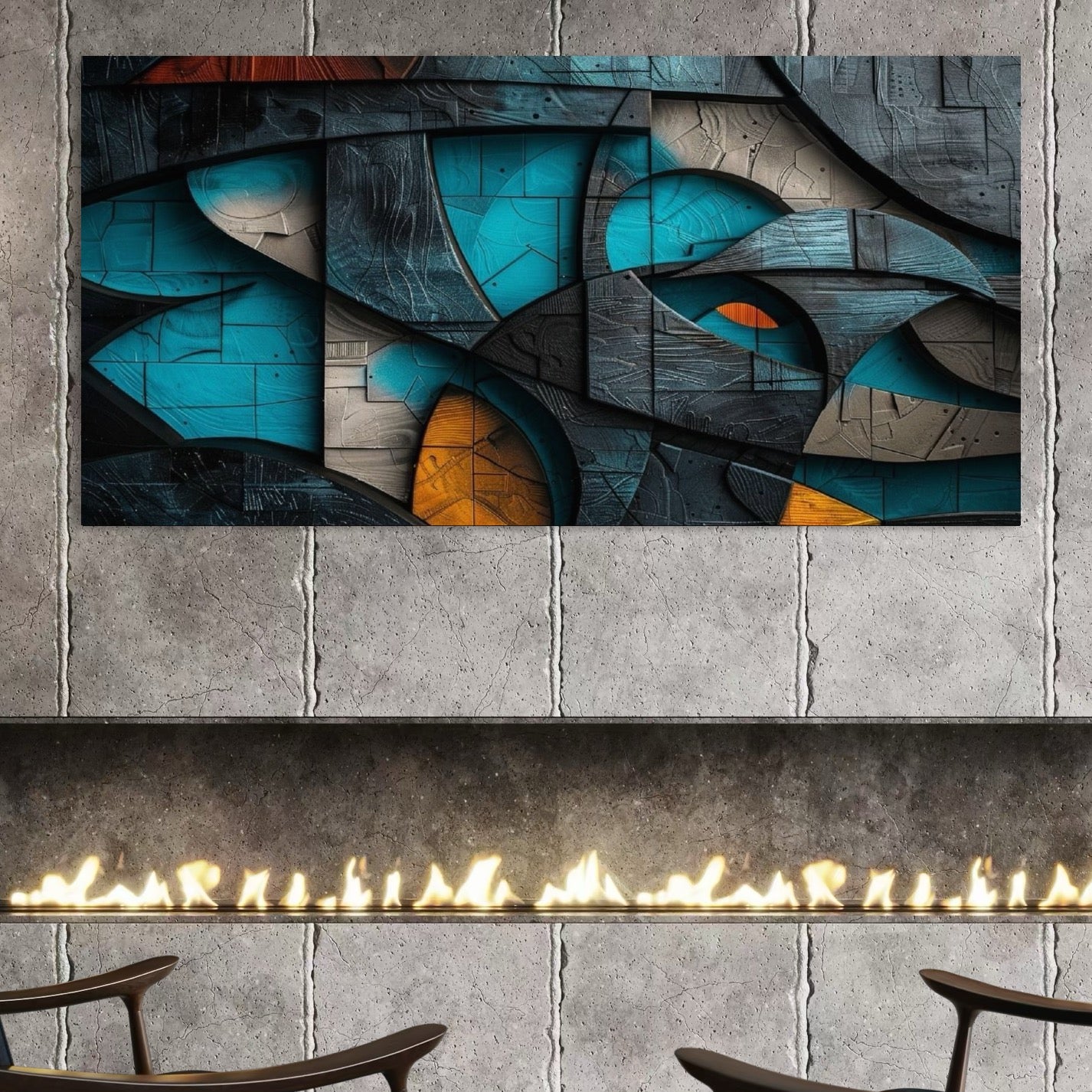 Tablou Canvas Premium, LuxCanva® C1274, Spatiul dintre ganduri, Geometrie, Albastru, Turcoaz, Abstract, Profunzime, Curbe, Industrial, Arhitectural, Umbre, Materie, Birou, Living, Dormitor