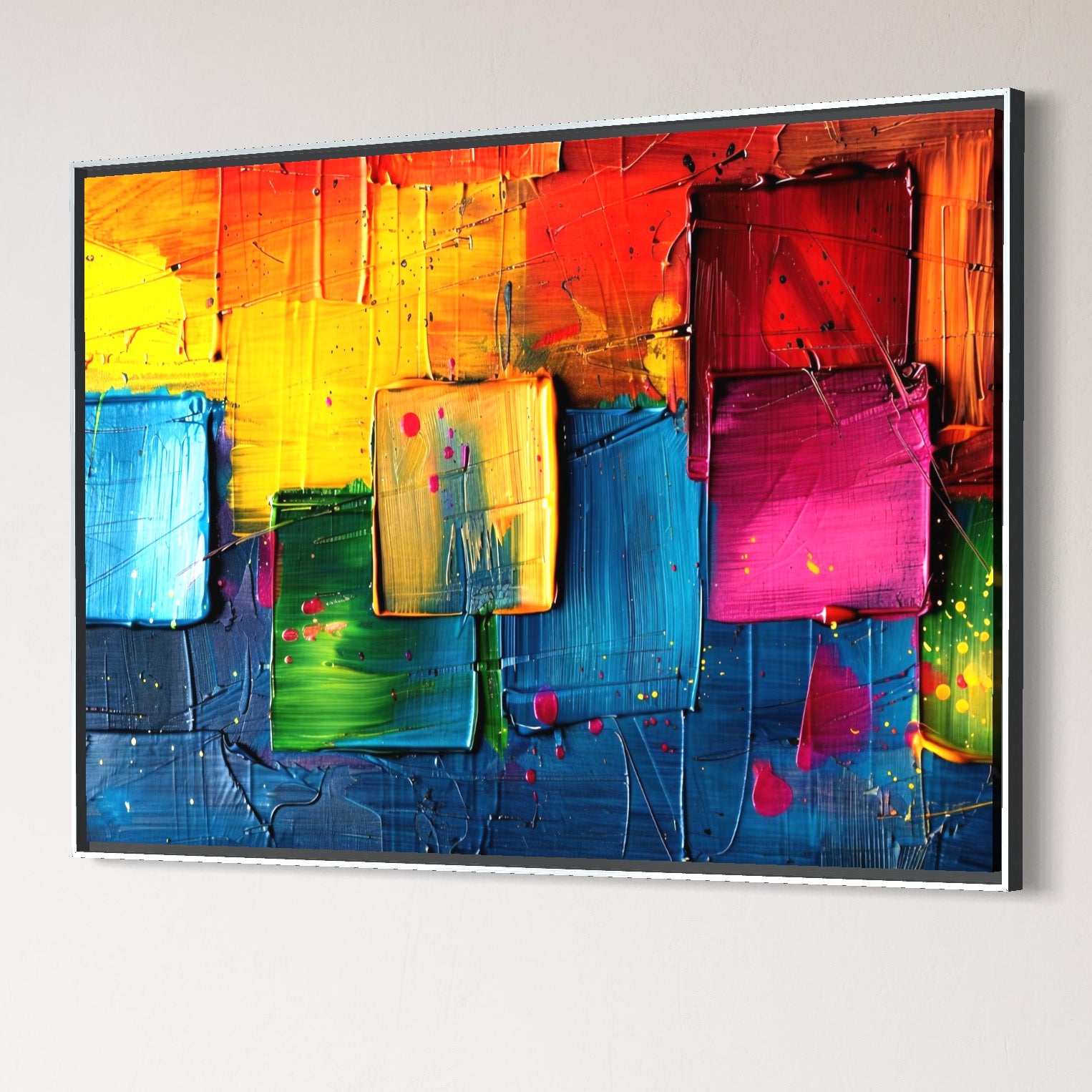 Tablou Canvas Premium, LuxCanva® C1269, Blocuri de lumina, Geometrie, Culori, Fragmente, Compozitie, Urban, Impuls, Creativitate, Expresivitate, Expozitie, Iubire, Birou, Living, Dormitor