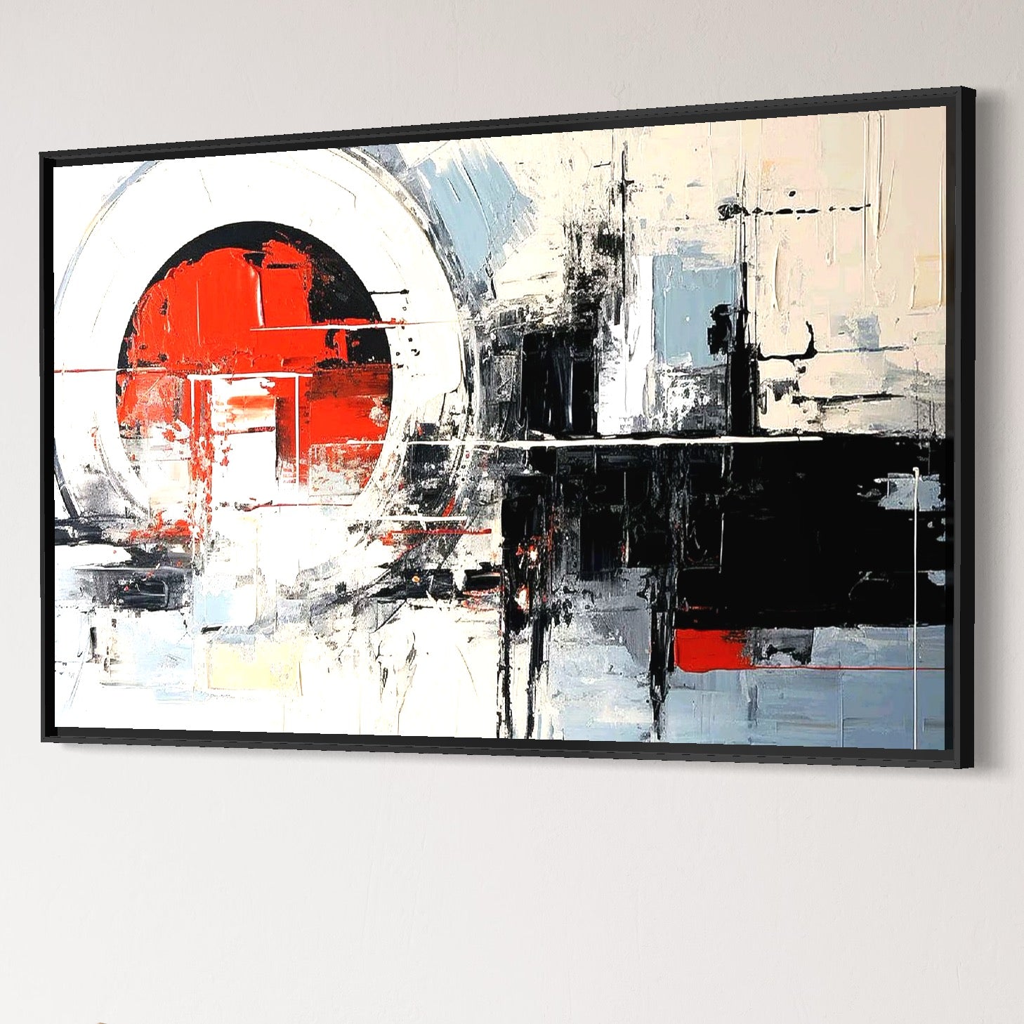 Tablou Canvas Premium, LuxCanva® C1270, Nucleu rosu, Geometrie, Culori, Impact, Structuri, Tensiune, Intersectie, Arhitectura, Liniste, Haos, Fragmente, Colorat, Birou, Living, Dormitor