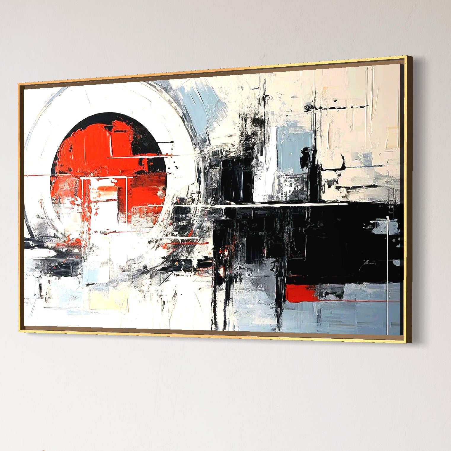 Tablou Canvas Premium, LuxCanva® C1270, Nucleu rosu, Geometrie, Culori, Impact, Structuri, Tensiune, Intersectie, Arhitectura, Liniste, Haos, Fragmente, Colorat, Birou, Living, Dormitor