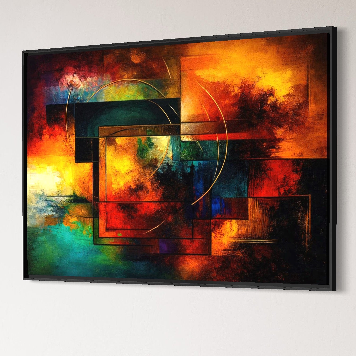 Tablou Canvas Premium, LuxCanva® C1271, Cercul focului, Geometrie, Culori, Cromatic, Joc, Univers, Emotie, Tensiune, Caldura, Flux, Transformare, Metamorfoza, Dorinta, Birou, Living, Dormitor