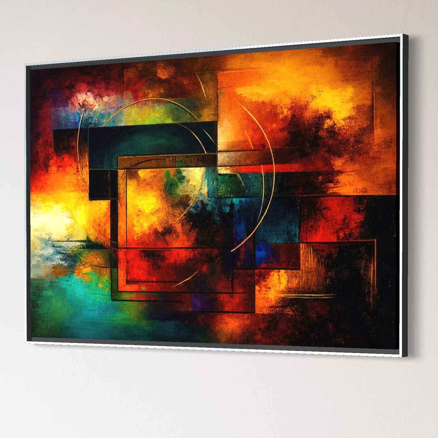 Tablou Canvas Premium, LuxCanva® C1271, Cercul focului, Geometrie, Culori, Cromatic, Joc, Univers, Emotie, Tensiune, Caldura, Flux, Transformare, Metamorfoza, Dorinta, Birou, Living, Dormitor