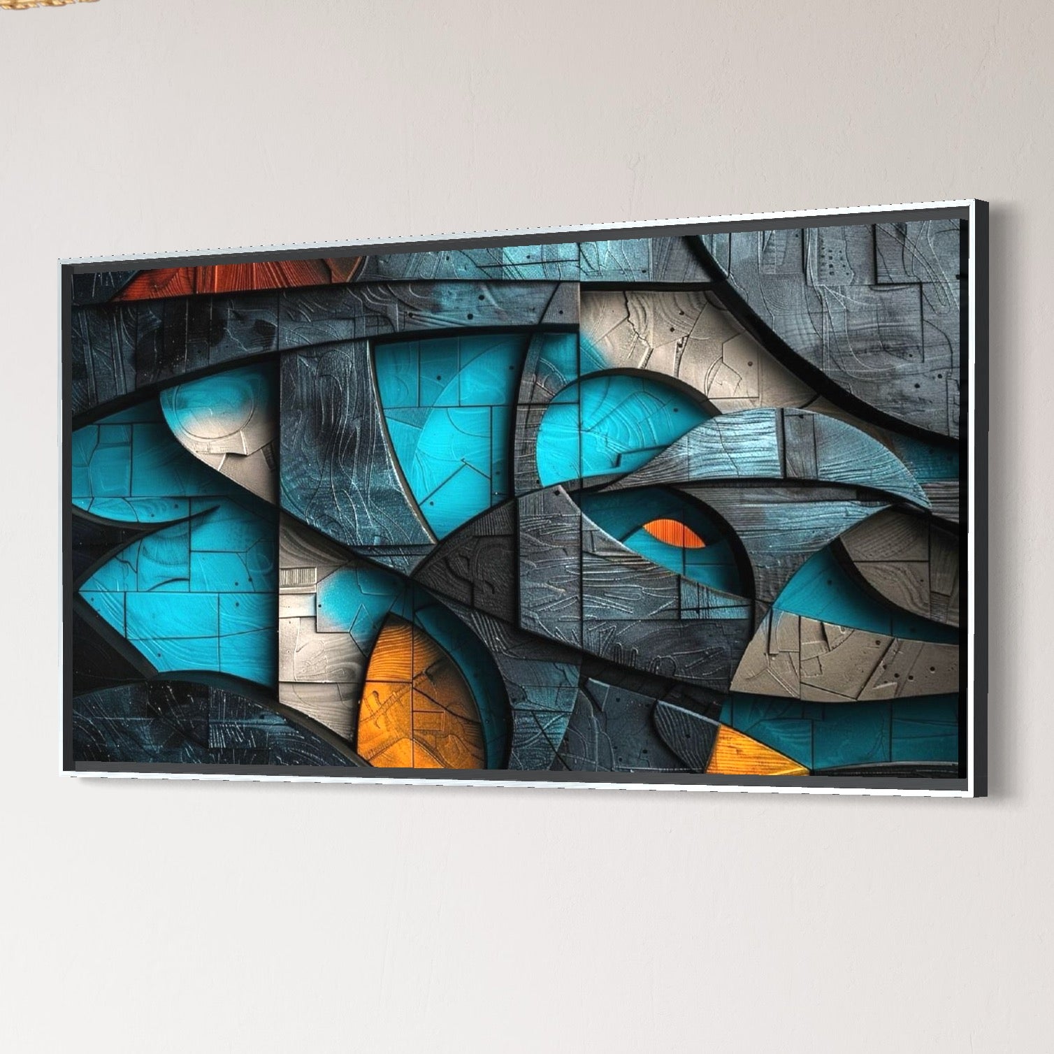 Tablou Canvas Premium, LuxCanva® C1274, Spatiul dintre ganduri, Geometrie, Albastru, Turcoaz, Abstract, Profunzime, Curbe, Industrial, Arhitectural, Umbre, Materie, Birou, Living, Dormitor