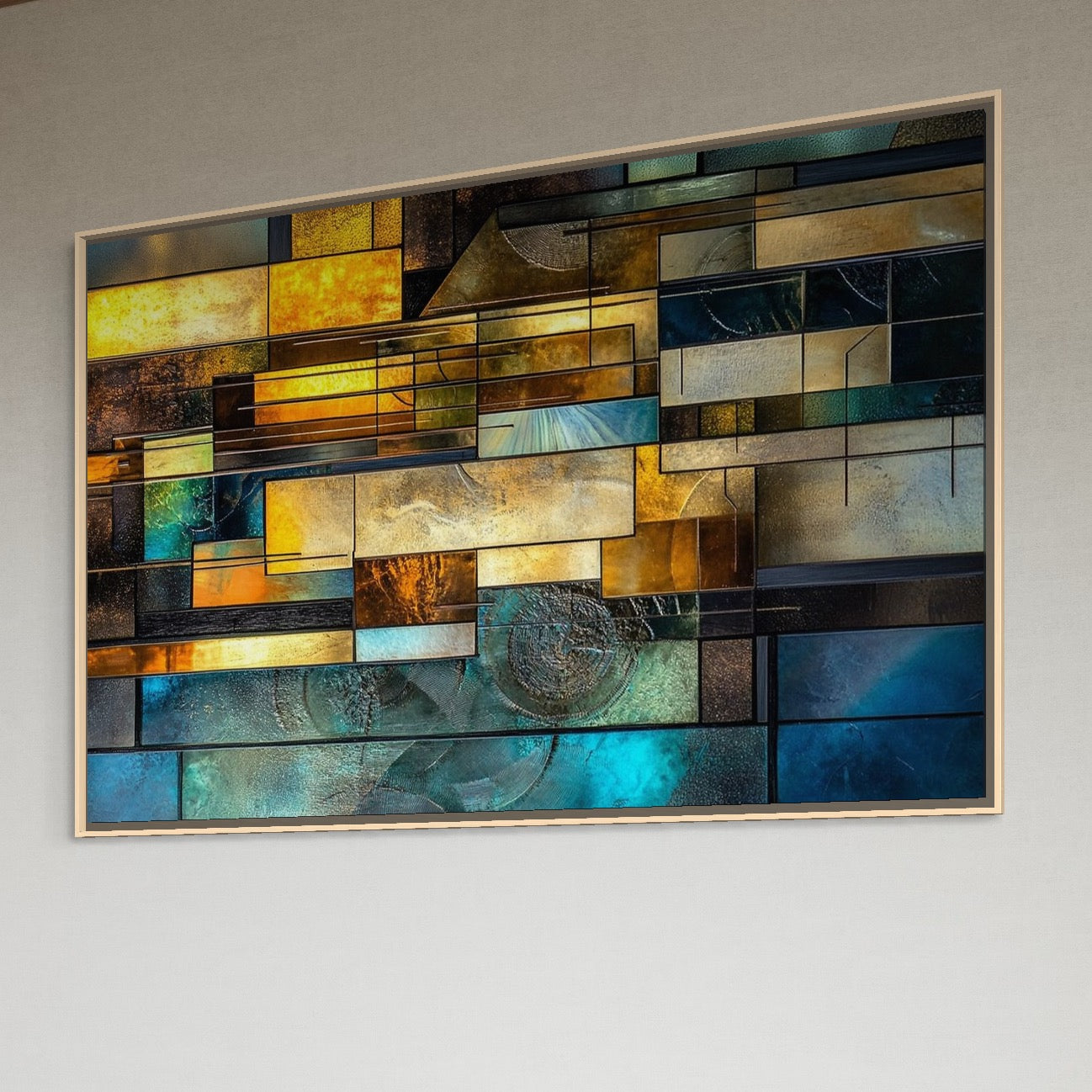 Tablou Canvas Premium, LuxCanva® C1288, Orase Nevazute, Geometrie, Culori, Abstract, Aur, Turcoaz, Metal, Apa, Memorii, Liniste, Planuri, Timp, Harti, Fragment, Orizont, Birou, Living, Dormitor