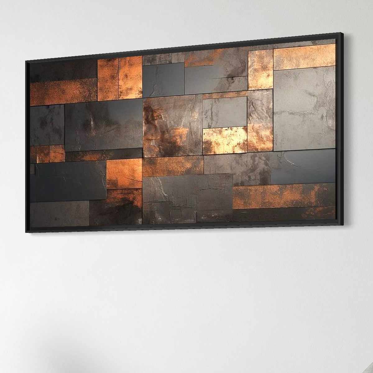 Tablou Canvas Premium, LuxCanva® C1289, Memoria ruginii, Geometrie, Culori, Abstract, Aur, Industrial, Cupru, Metal, Fier, Zid, Cladire, Ruginiu, Forta, Fortareata, Lumina, Birou, Living, Dormitor