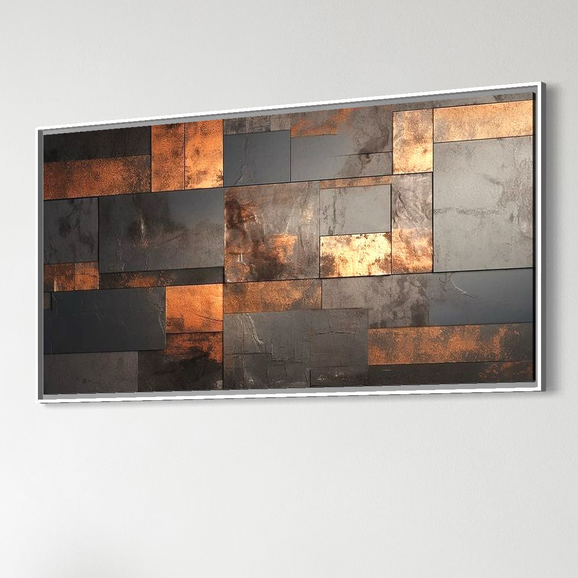 Tablou Canvas Premium, LuxCanva® C1289, Memoria ruginii, Geometrie, Culori, Abstract, Aur, Industrial, Cupru, Metal, Fier, Zid, Cladire, Ruginiu, Forta, Fortareata, Lumina, Birou, Living, Dormitor