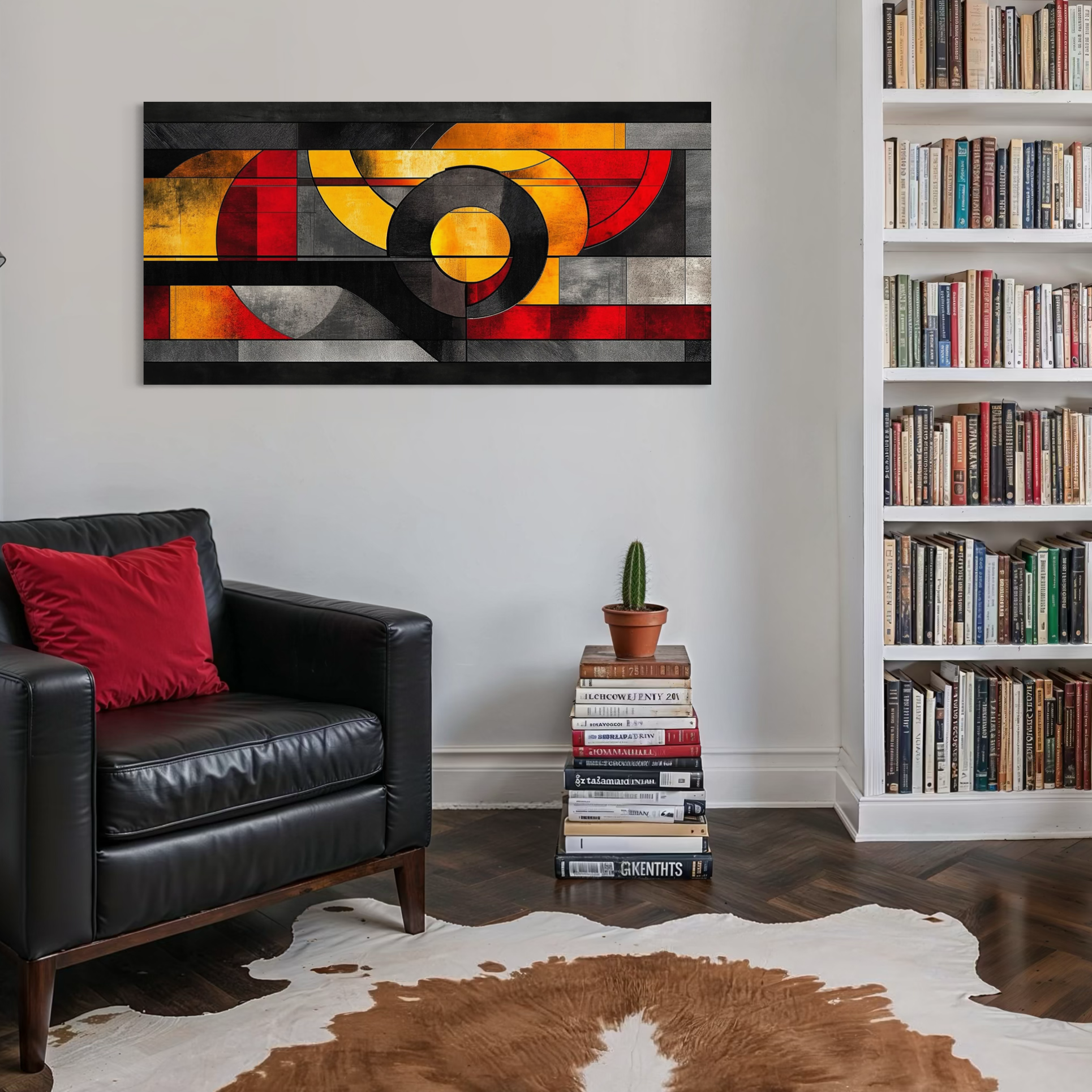 Tablou Canvas Premium, LuxCanva® C1302, Cercul care taie linistea, Geometrie, Culori, Abstract, Echilibru, Rosu, Foc, Cerc, Ars, Linii, Arhitectura, Simbol, Design, Arta, Birou, Living, Dormitor