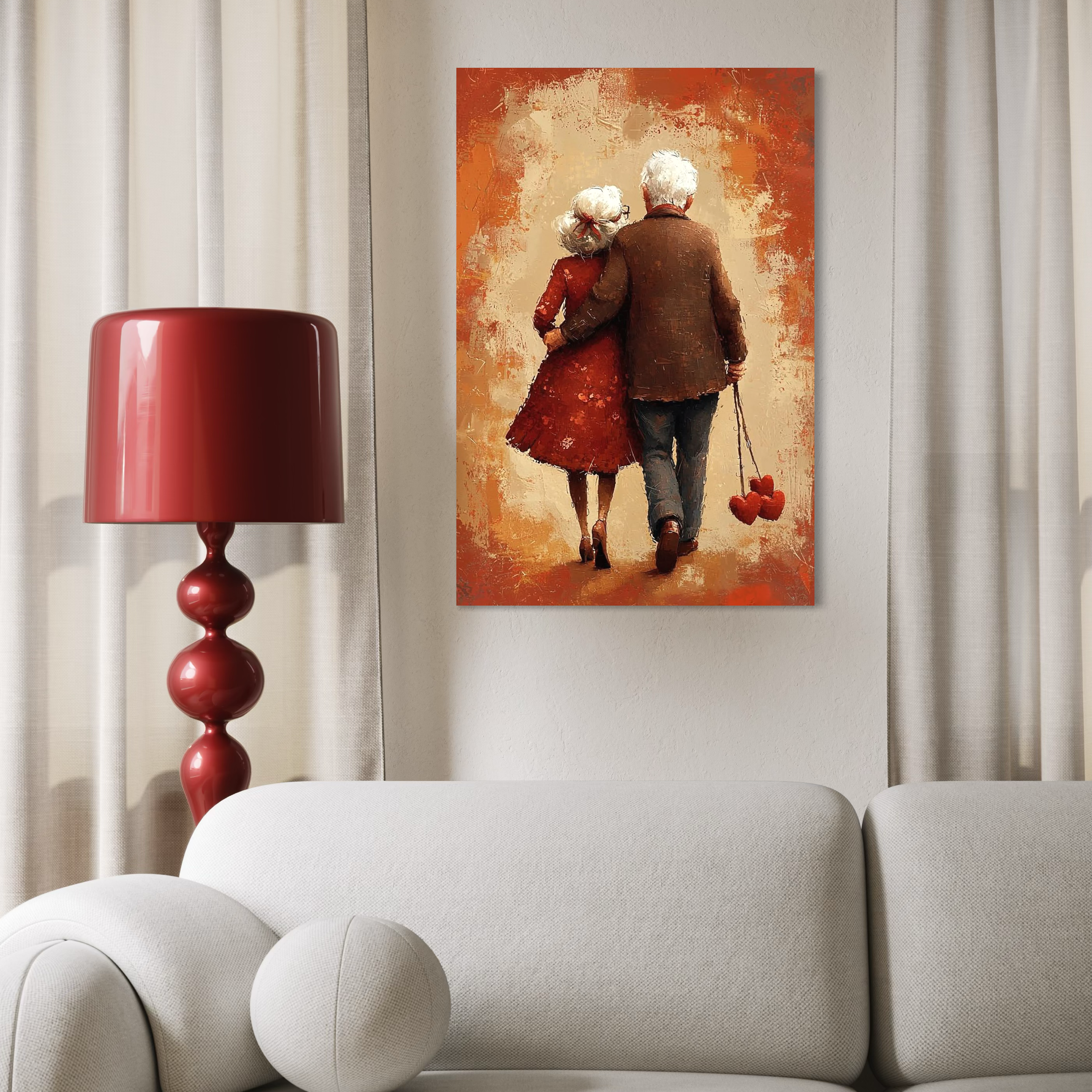 Tablou Canvas Premium, LuxCanva® E1056, Impreuna, Pana la Capat, Dragoste, Varsta, Batranete, Pasi, Plimbare, Sprijin, Timp, Mana, Drum, Cuplu, Tandrete, Eternitate, Living, Dormitor