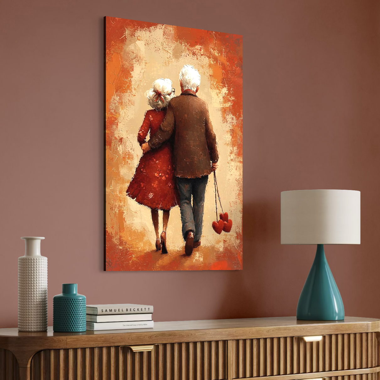 Tablou Canvas Premium, LuxCanva® E1056, Impreuna, Pana la Capat, Dragoste, Varsta, Batranete, Pasi, Plimbare, Sprijin, Timp, Mana, Drum, Cuplu, Tandrete, Eternitate, Living, Dormitor