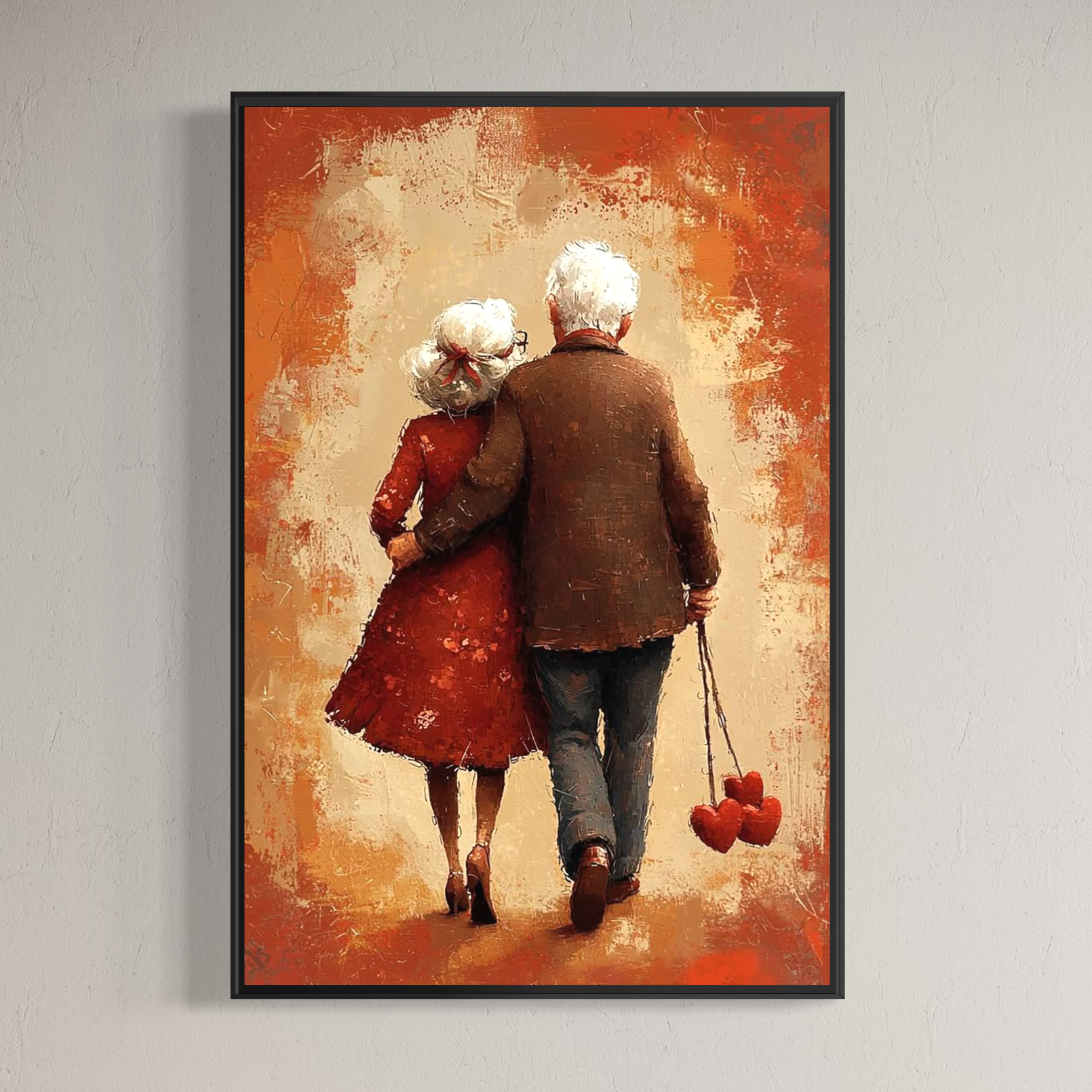 Tablou Canvas Premium, LuxCanva® E1056, Impreuna, Pana la Capat, Dragoste, Varsta, Batranete, Pasi, Plimbare, Sprijin, Timp, Mana, Drum, Cuplu, Tandrete, Eternitate, Living, Dormitor