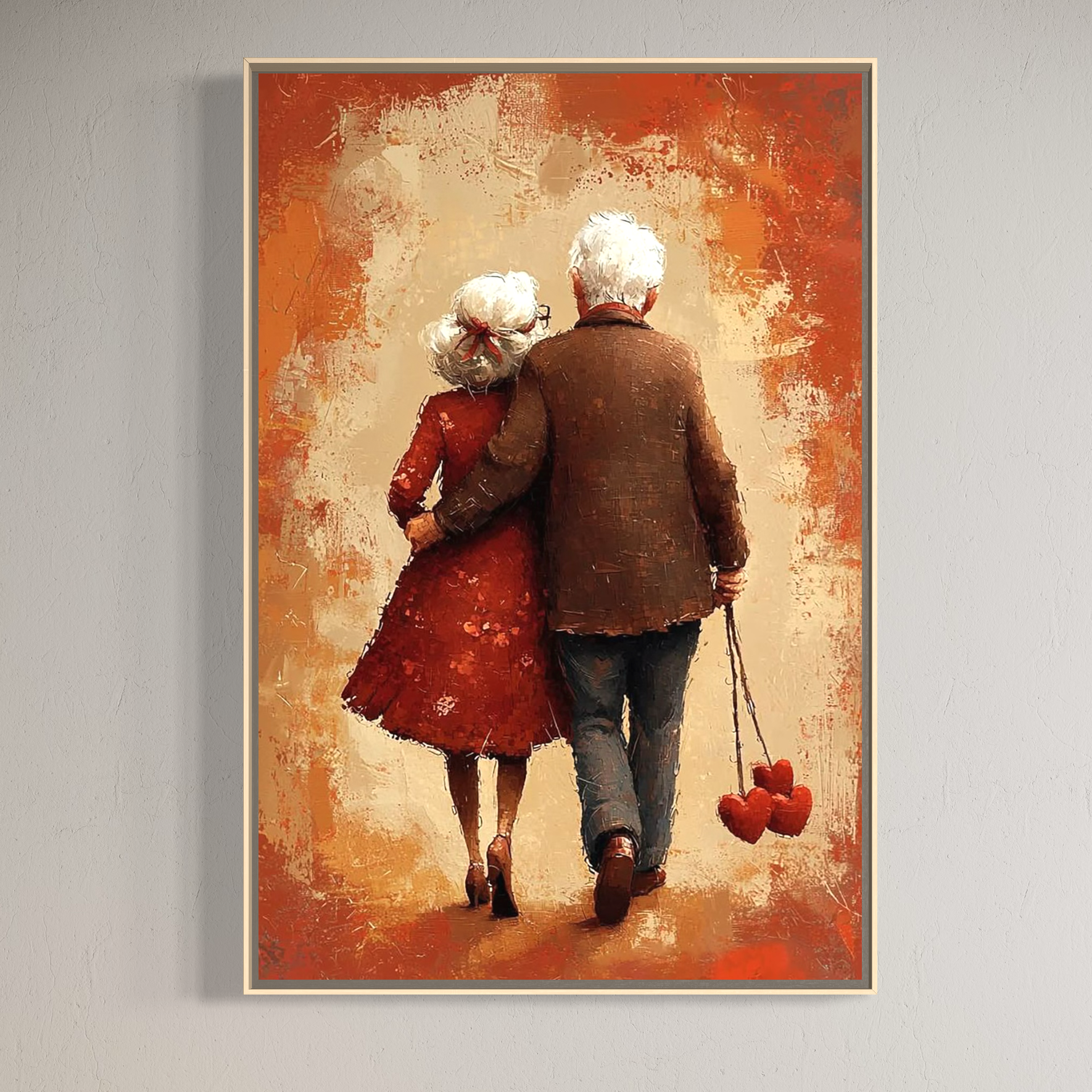 Tablou Canvas Premium, LuxCanva® E1056, Impreuna, Pana la Capat, Dragoste, Varsta, Batranete, Pasi, Plimbare, Sprijin, Timp, Mana, Drum, Cuplu, Tandrete, Eternitate, Living, Dormitor