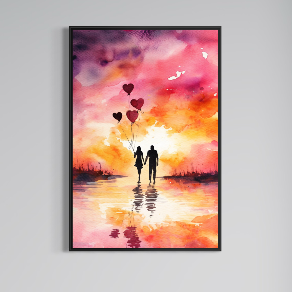 Tablou Canvas Premium, LuxCanva® E1073, Dragoste Fara Sfarsit, Dragoste, Inima, Lumina, Calatorie, Cuplu, Apus, Orizont, Cer, Promisiune, Eternitate, Barbat, Femeie, Living, Dormitor