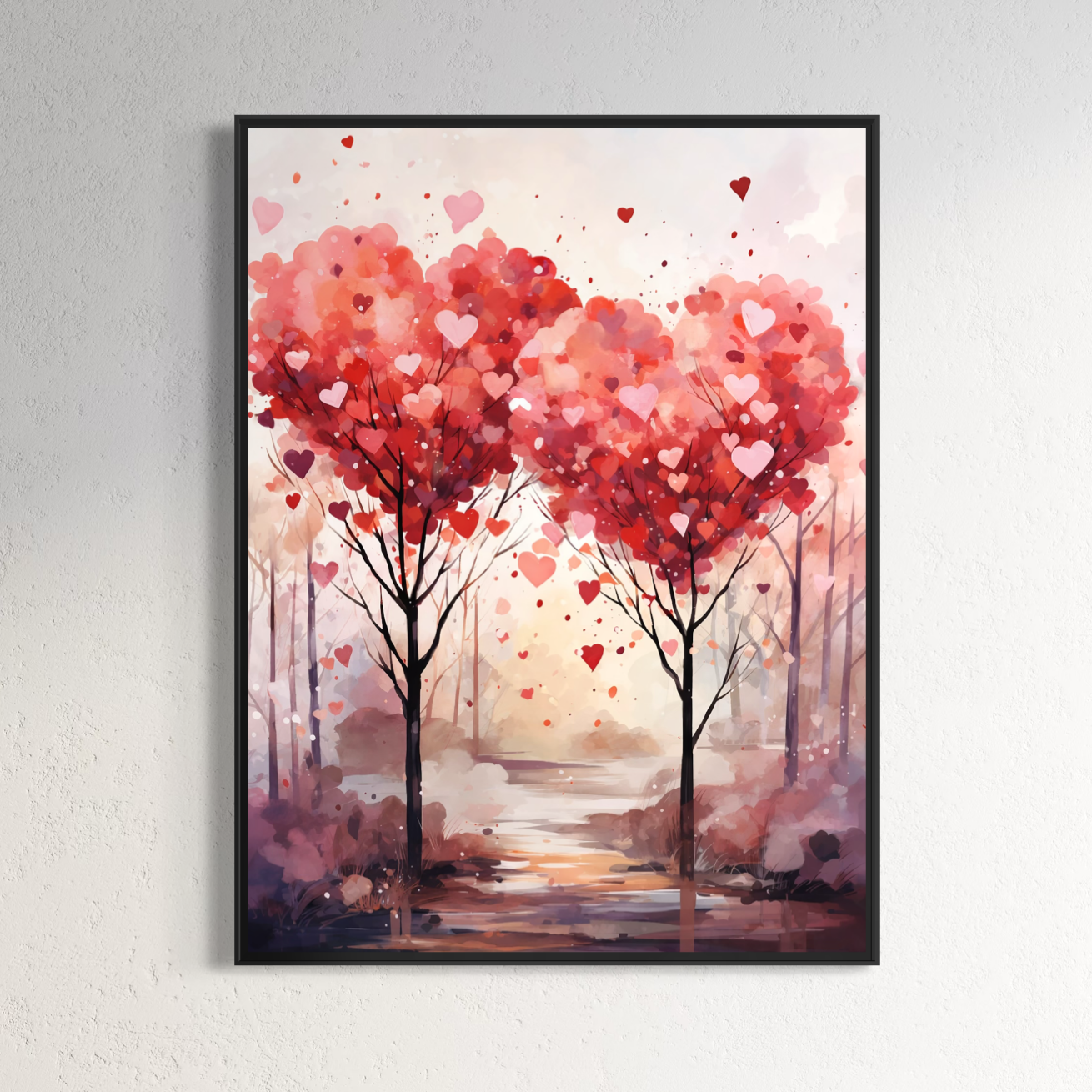 Tablou Canvas Premium, LuxCanva® E1074, Cand Natura Iubeste, Dragoste, Inima, Copac, Padure, Arta, Romantica, Peisaj, Legatura, Parc, Primavara, Radacini, Pamant, Living, Dormitor