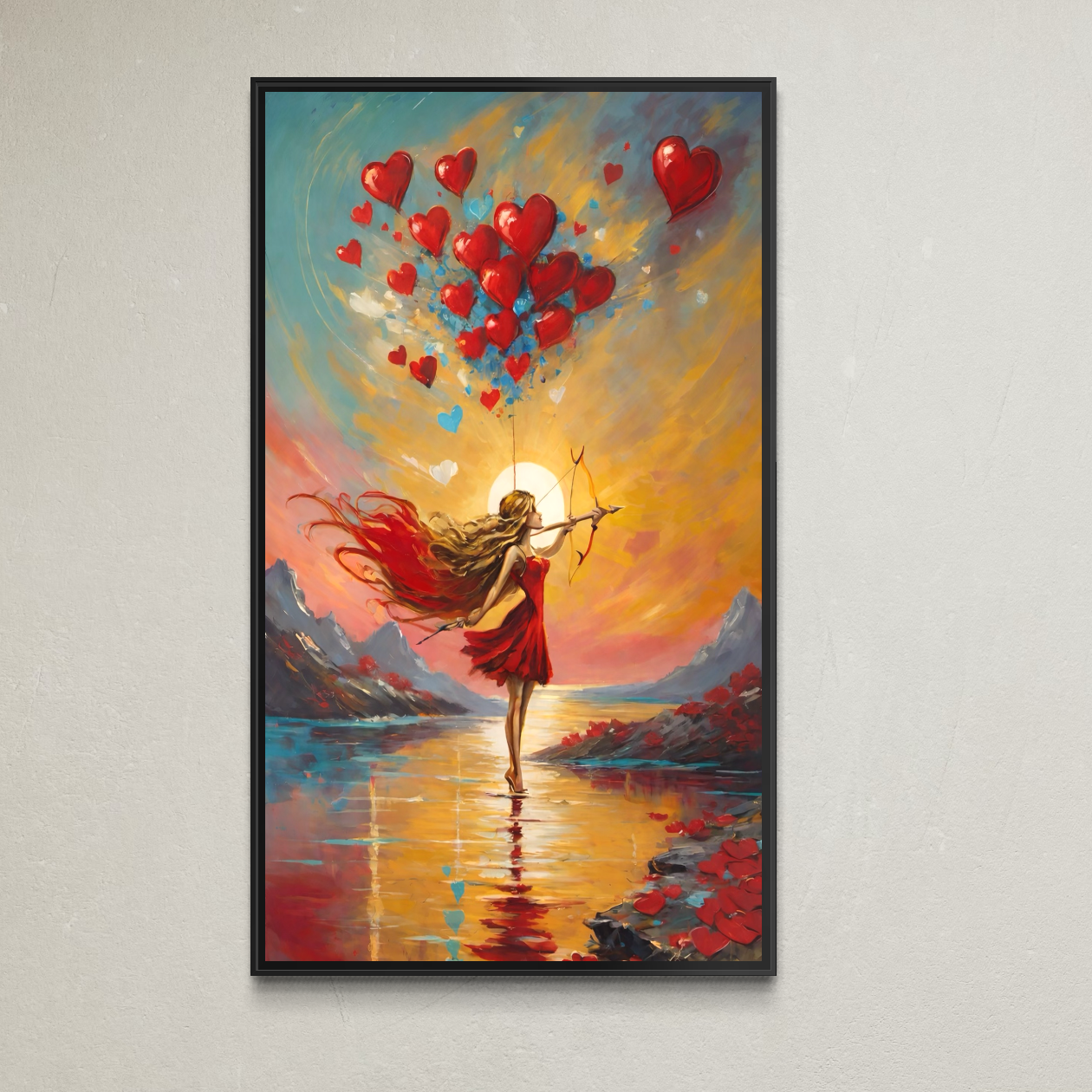 Tablou Canvas Premium, LuxCanva® E1075, Arcasa Iubirii, Dragoste, Inima, Arc, Sageata, Cupidon, Zbor, Putere, Sorinta, Implinire, Magie, Cer, Iubire, Vesnicie, Tandrete, Living, Dormitor