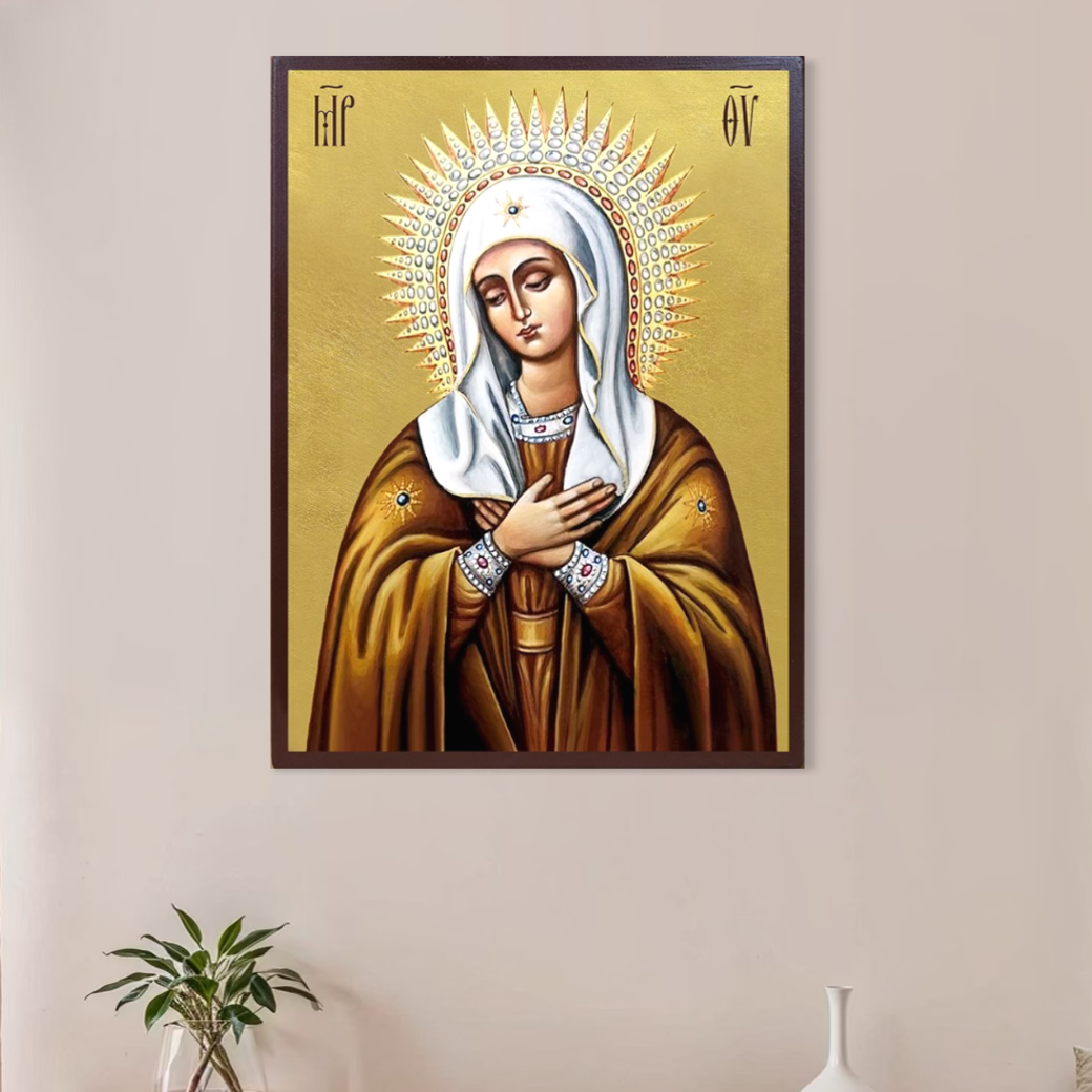 Tablou Canvas Premium, LuxCanva®H1065, Maica Domnului Protectoare, Icoana, Puritate, Har, Ajutor, Sprijin, Speranta, Mantuire, Mangaiere, Ortodoxie, Fecioara, Living, Dormitor