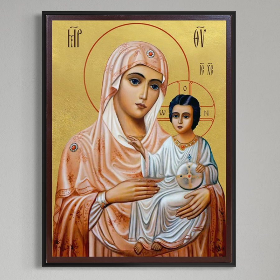 Tablou Canvas Premium LuxCanva® H1070, Icoana Maicii Domnului din Ierusalim: icoană ortodoxă pe pânză bumbac, culori vibrante și detalii fine, ideală pentru living sau dormitor. Disponibil la LuxCanva® - Magazin tablouri canvas.