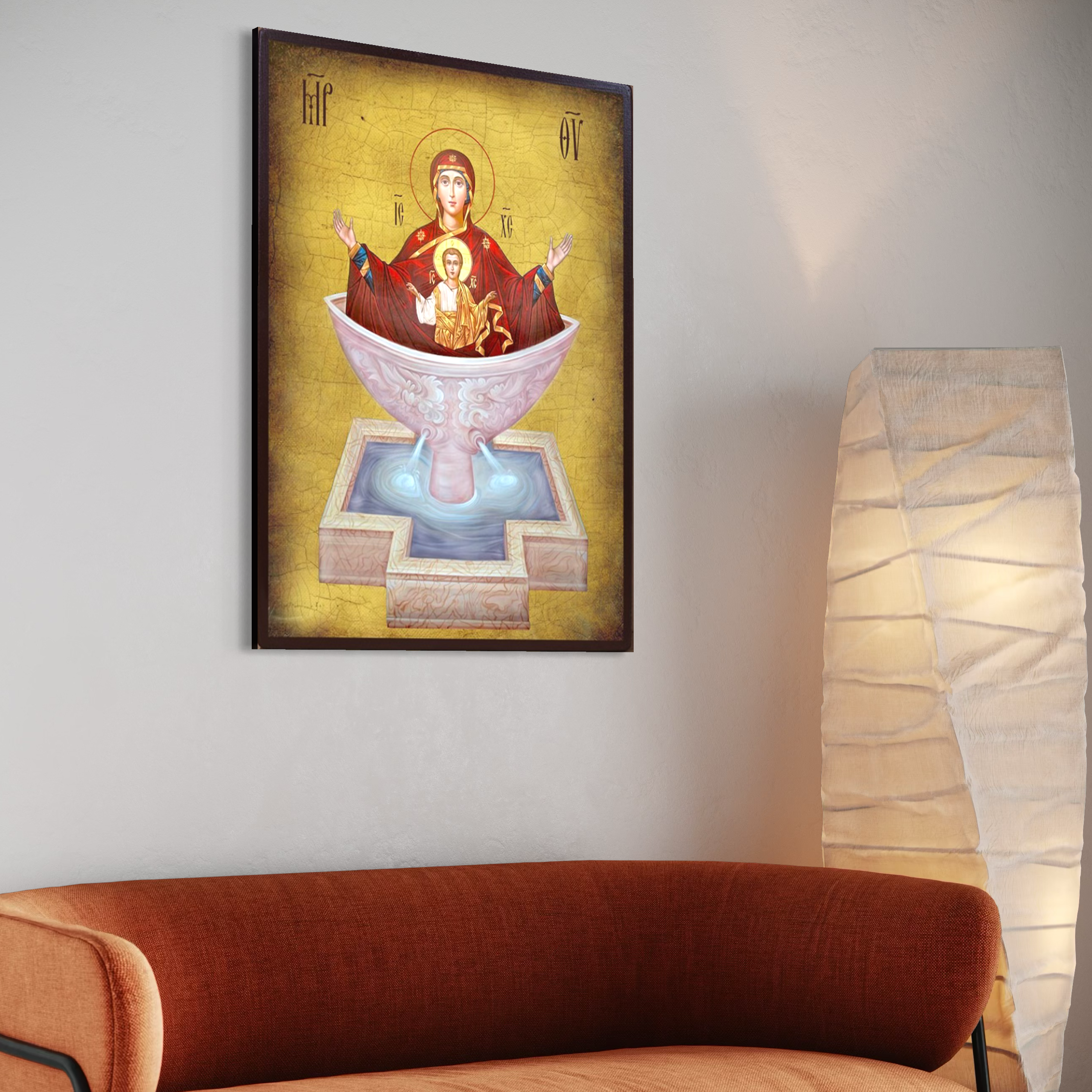 Tablou Canvas Premium, LuxCanva® H1077, Icoana Maicii Domnului Izvorul Tamaduirii, Icoana, Viata, Har, Ajutor, Vindecare, Speranta, Mantuire, Mangaiere, Ortodoxie, Living, Dormitor,