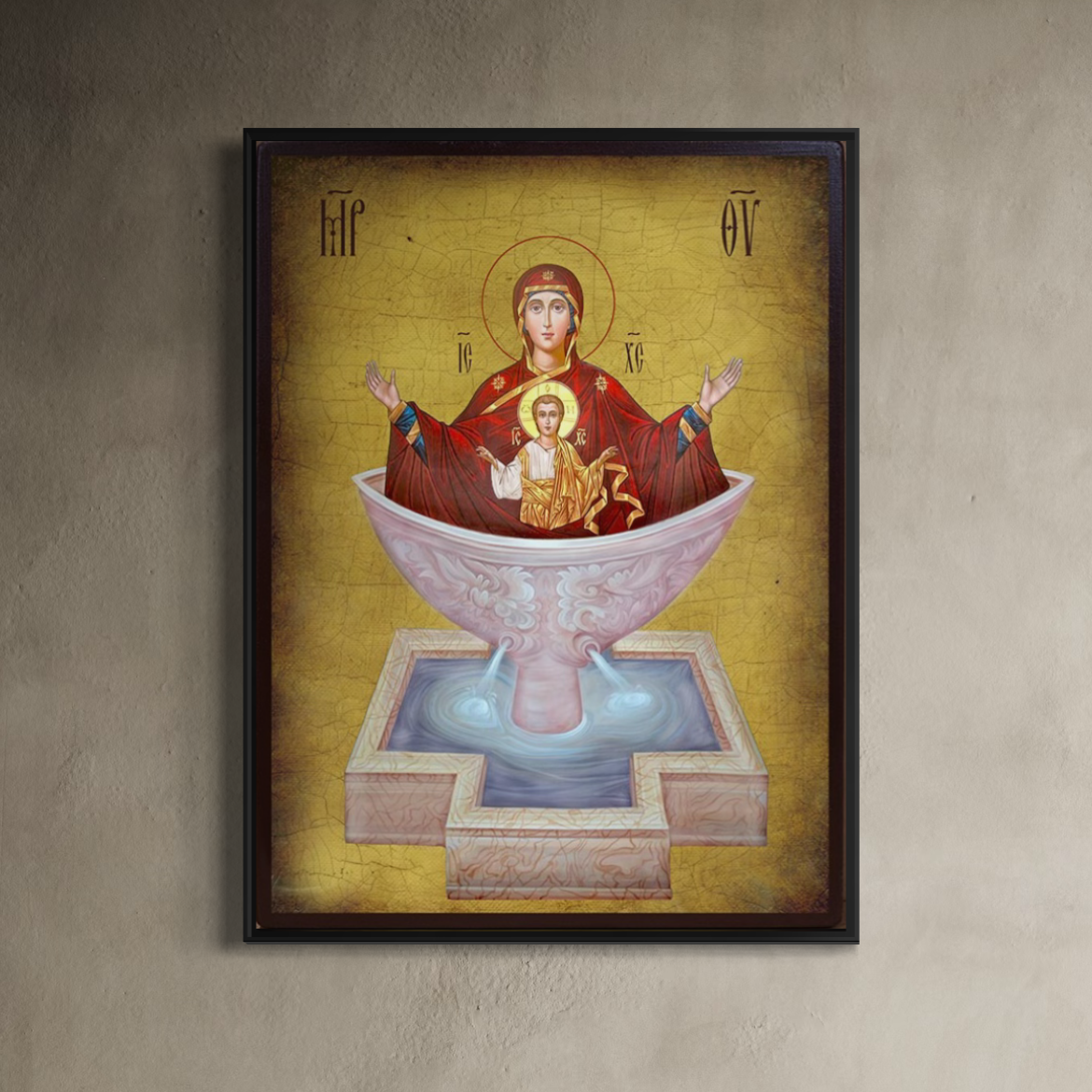 Tablou Canvas Premium, LuxCanva® H1077, Icoana Maicii Domnului Izvorul Tamaduirii, Icoana, Viata, Har, Ajutor, Vindecare, Speranta, Mantuire, Mangaiere, Ortodoxie, Living, Dormitor,