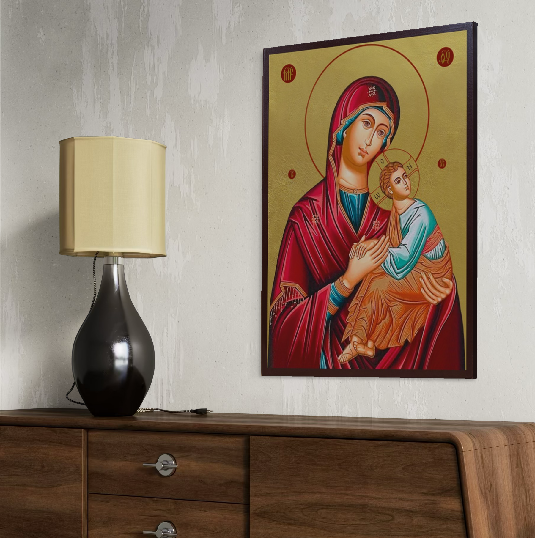 Tablou Canvas Premium, LuxCanva® H1081, Icoana Ortodoxa Facatoare de Minuni , Icoana, Vindecare, Speranta, Smerenie, Mangaiere, Ortodoxie, Matern, Living, Dormitor