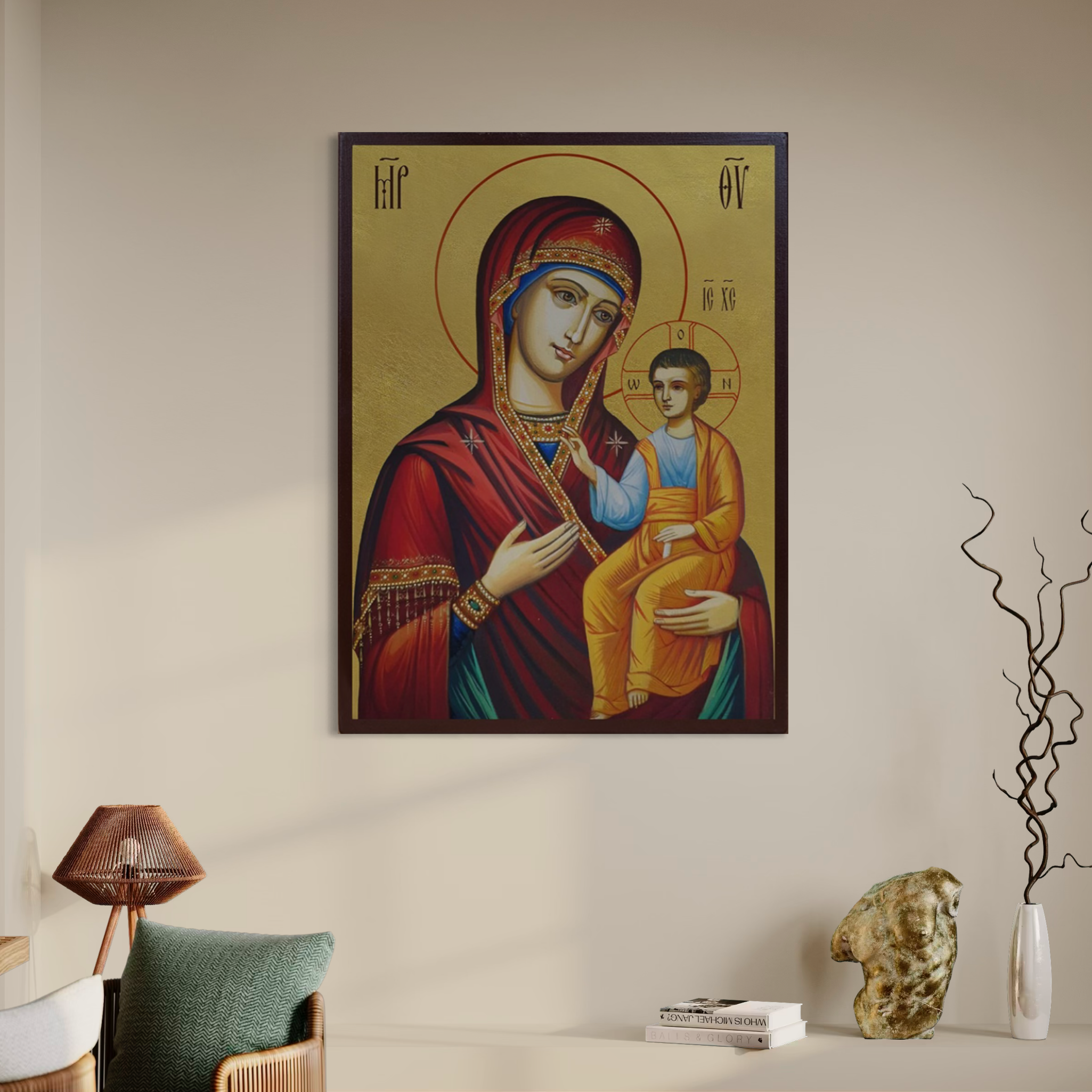 Tablou Canvas Premium, LuxCanva® H1082, Icoana Maicii Domnului Portarita, Icoana, Vindecare, Ocrotire, Smerenie, Mangaiere, Ortodoxie, Familie, Living, Dormitor