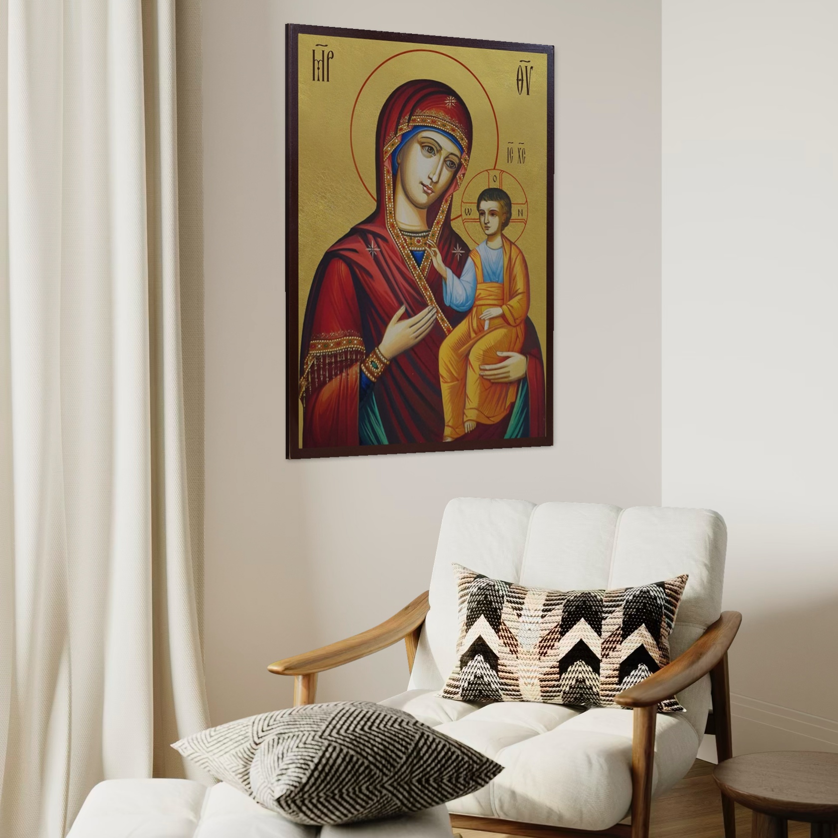 Tablou Canvas Premium, LuxCanva® H1082, Icoana Maicii Domnului Portarita, Icoana, Vindecare, Ocrotire, Smerenie, Mangaiere, Ortodoxie, Familie, Living, Dormitor