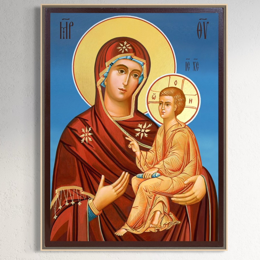 Tablou Canvas Premium LuxCanva® H1085, Icoana Maicii Domnului Tihvin, realizat pe pânză de bumbac, aduce ocrotire și emoție autentică în orice living sau dormitor.