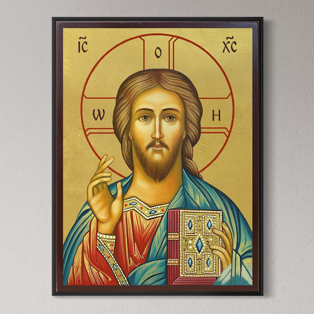 Tablou Canvas Premium, LuxCanva® H1094,  Hristos, Chipul Mantuirii, Icoana, Mantuitor, Har, Divin, Binecuvantare, Casa, Ortodoxie, Fiu, Biserica, Living, Dormitor