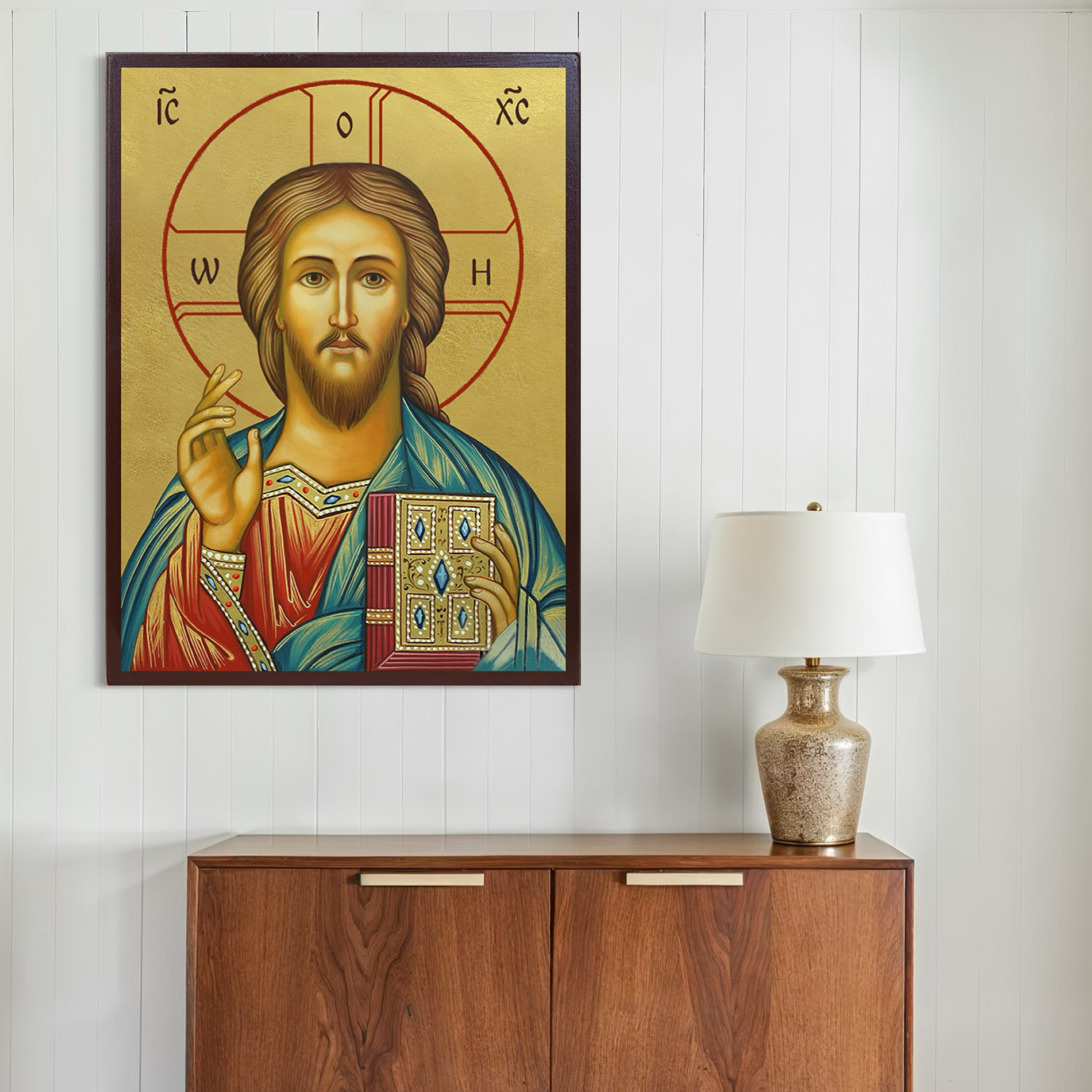 Tablou Canvas Premium, LuxCanva® H1094,  Hristos, Chipul Mantuirii, Icoana, Mantuitor, Har, Divin, Binecuvantare, Casa, Ortodoxie, Fiu, Biserica, Living, Dormitor