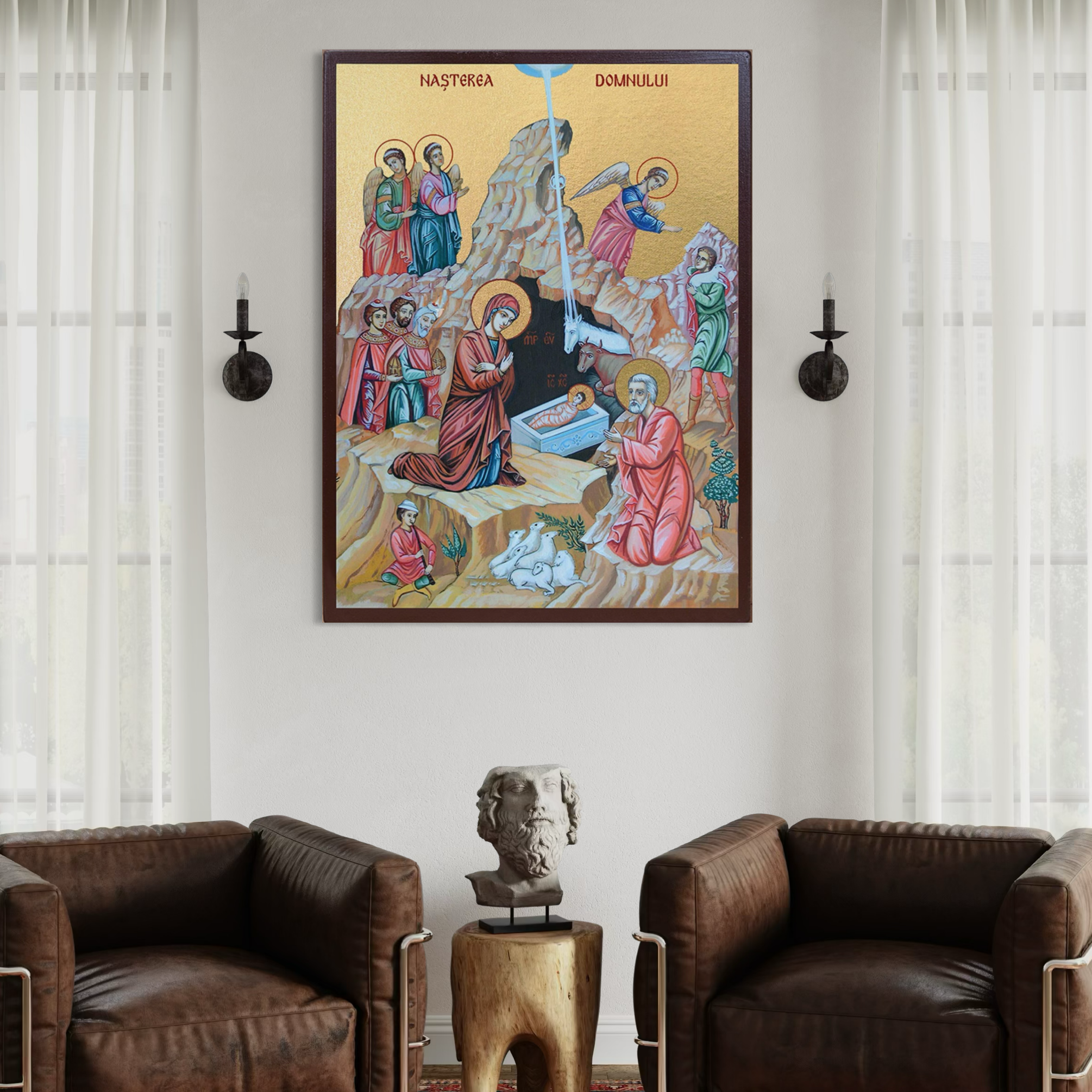 Tablou Canvas Premium, LuxCanva® H1098, Nasterea lui Iisus Hristos, Icoana, Mantuitor, Binecuvantare, Betleem, Dar, Divin, Omenire, Bucurie, Maria, Iosif, Living, Dormitor