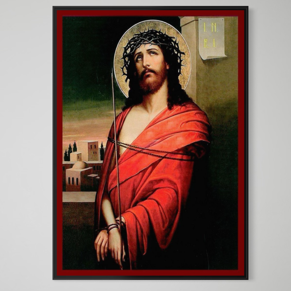 Tablou Canvas Premium, LuxCanva® H1099, Iisus Hristos in Patimi, Icoana, Mantuitor, Coroana, Spini, Patimi, Jertfa, Omenire, Sacrificiu, Rastignire, Cruce, Living, Dormitor