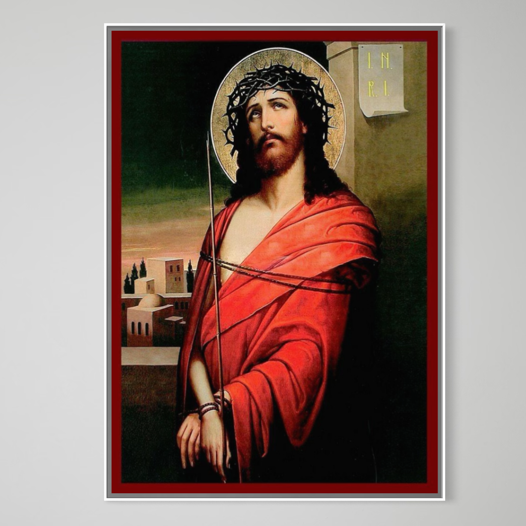 Tablou Canvas Premium, LuxCanva® H1099, Iisus Hristos in Patimi, Icoana, Mantuitor, Coroana, Spini, Patimi, Jertfa, Omenire, Sacrificiu, Rastignire, Cruce, Living, Dormitor